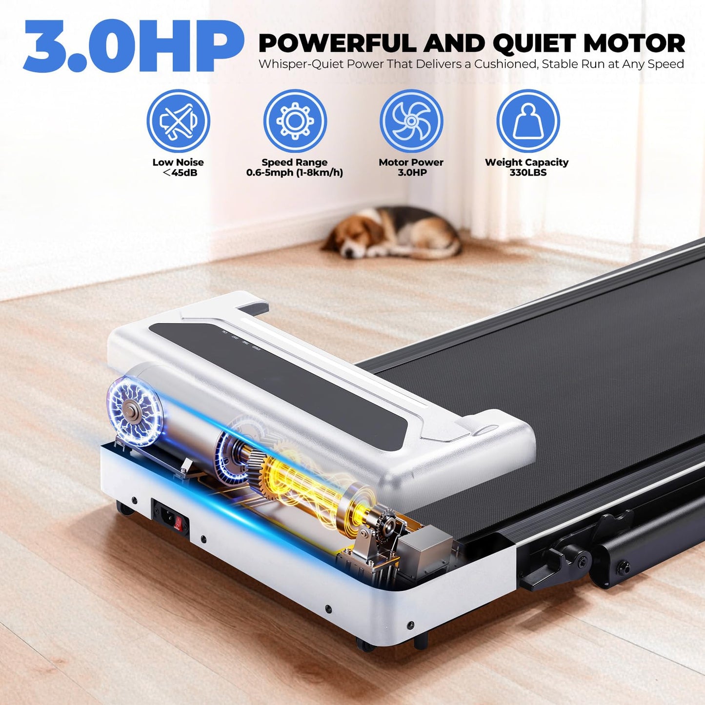 GTRACING Walking Pad with Incline & Height-Adjustable Handlebar, 5-in-1 Foldable Treadmill for Home & Office, Portable Under Desk Treadmill 350LB with Remote Control LED Display, White