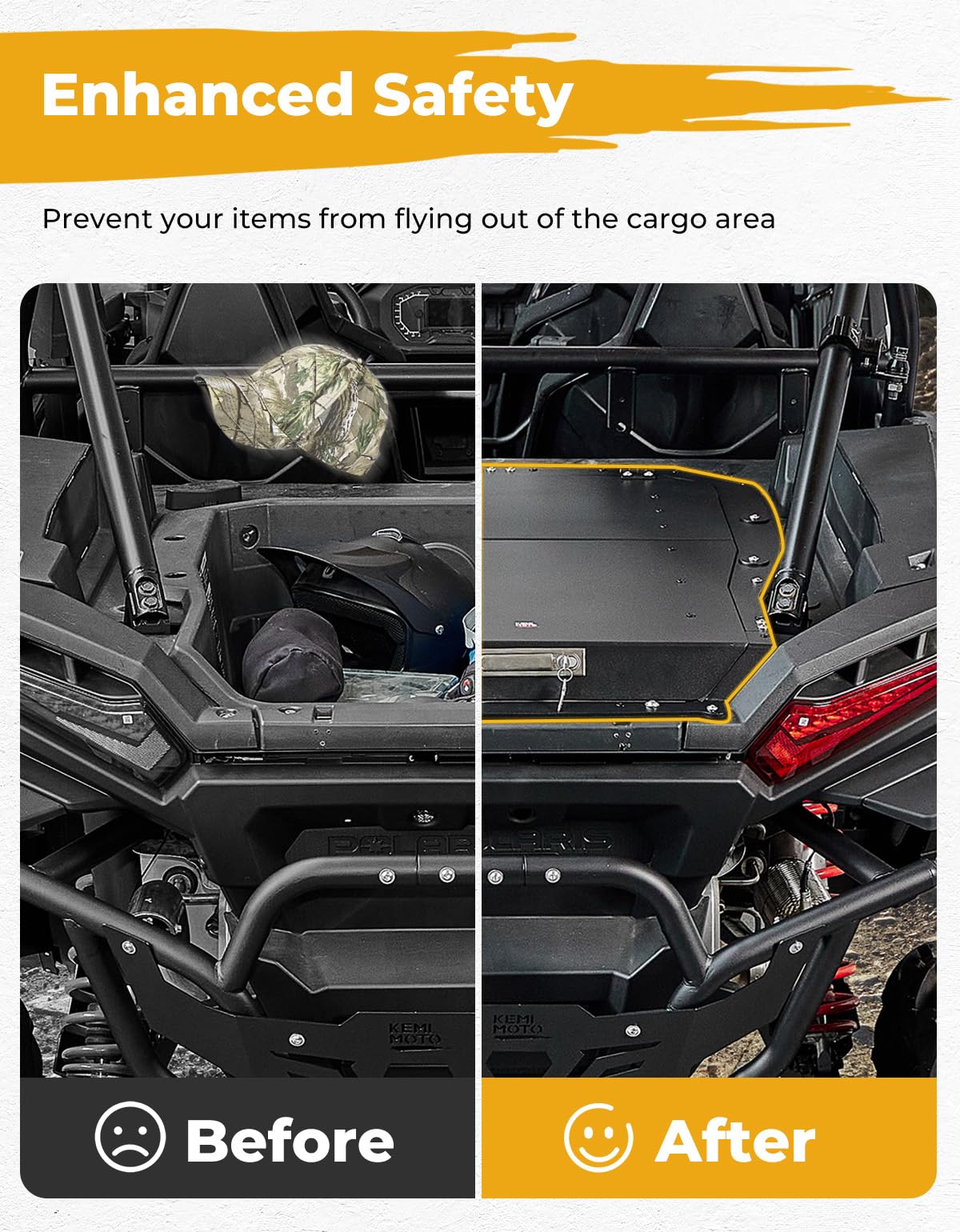 KEMIMOTO Aluminum Tonneau Cover Compatible with Polaris RZR XP 1000/4 2024-2026, Heavy-Duty Tonneau Cover Lockable Rear Bed Cargo Box Enclosure with Gas Strut Support Accessories