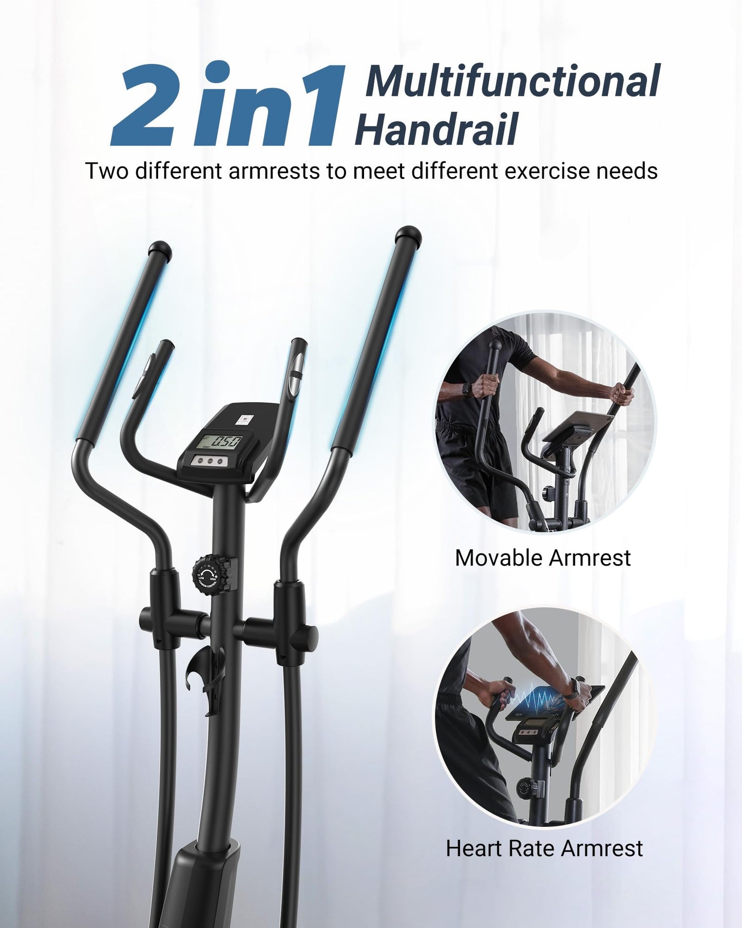 MERACH Elliptical Exercise Machine for Home Use, Elliptical Machine with Hyper-Quiet Magnetic Drive System, 16-Level Resistance Adjustment, 15.5IN Stride, 351LBS Loading Capacity, MERACH App