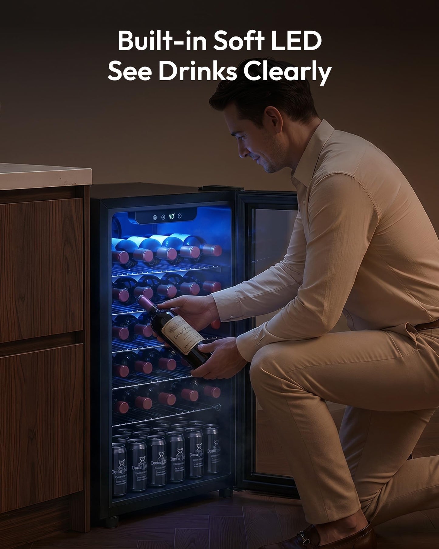 EUHOMY Beverage Refrigerator Cooler, 125 Can Mini Fridge with Glass Door for Soda Beer or Wine, Beverage Cooler for Home, Office, Bar with Removable Shelves, Black