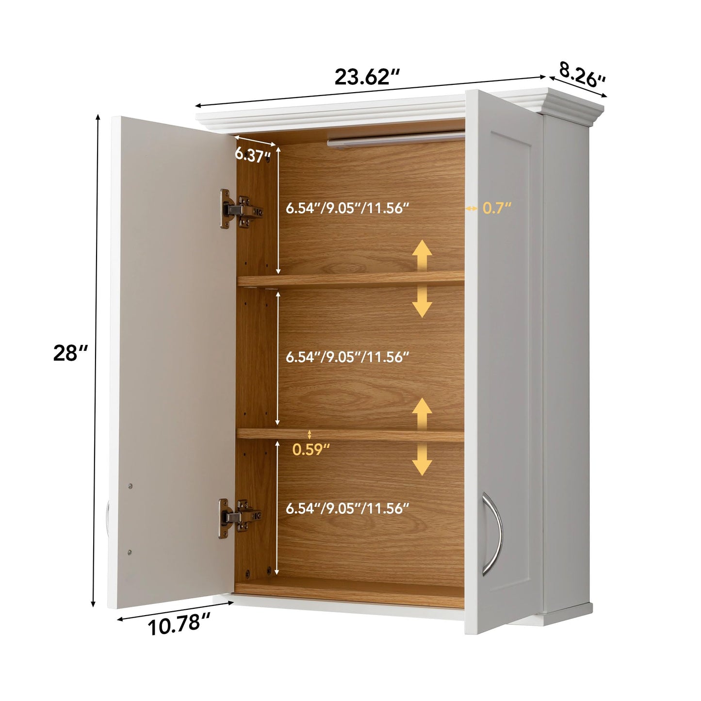 VANIRROR Medicine Cabinet -Bathroom Cabinet Wall Mount with DIY Lighting Unique Top and Dual-Tone Design, Over the Toilet Saver Storage Cabinets