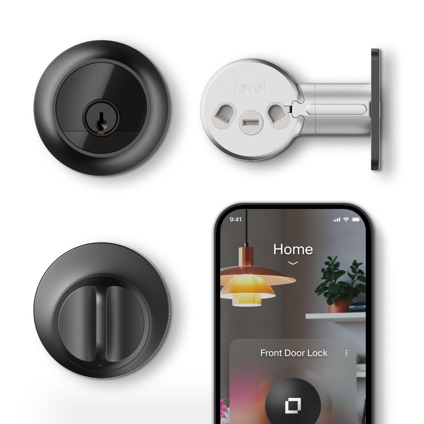Level Lock Pro - World’s Smallest, Fastest, Innovative Smart Lock - Matter-Over-Thread Deadbolt Plus Apple Home Key - Keyless & Remote Access via Apple, Alexa, Google Home, SmartThings (Matte Black)
