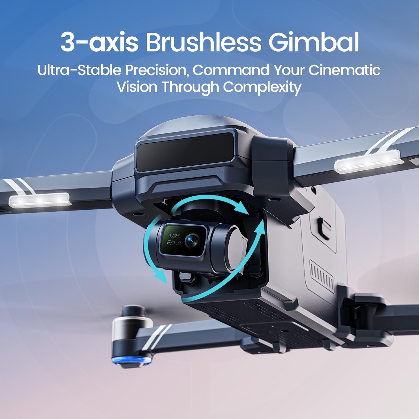 Holy Stone Sentinel HS600D 3-Axis Gimbal Drone with Camera for Adults, Professional 8K Photo, Level-6 Wind Resistance, 6KM Transmission, 80-Min Flight, Smart Track, Auto Return & Beginner Mode