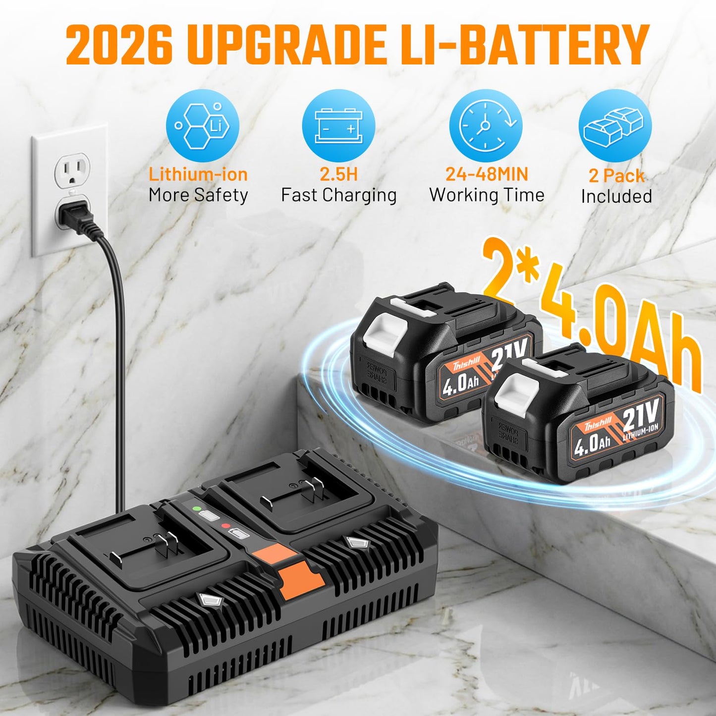 This Hill Cordless Pressure Washer with Water Tank, 2000 PSI Portable Power Washer, Brushless Motor, Dual 21V 4.0Ah Batteries, 3 Pressure Modes, Foam Cannon for Cars, Patio & Camping