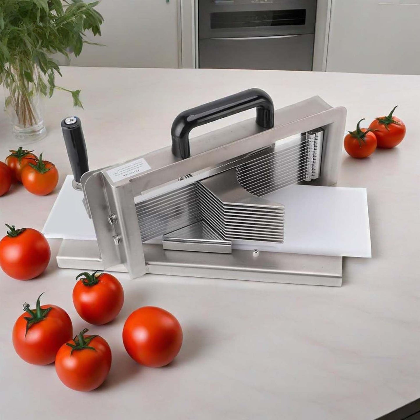 Manual Vegetable Fruit Slicer, Commercial Tomato Cutter with Stainless Steel Blades, 4 Suction Cups, Heavy Duty Kitchen Machine for Onion, Potato, Cucumber, Lemon and More(3/16in-4.7mm)