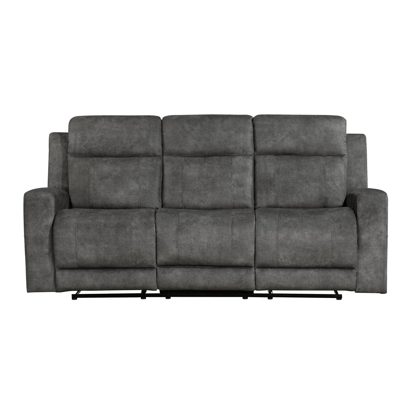 Lexicon Recliner Sofa for Living Room, Double Recliner RV Couch, Manual Wall Hugger Recliner Home Theater Seating Microfiber Reclining Sofa, 80''W Sofa, Brownish Grey