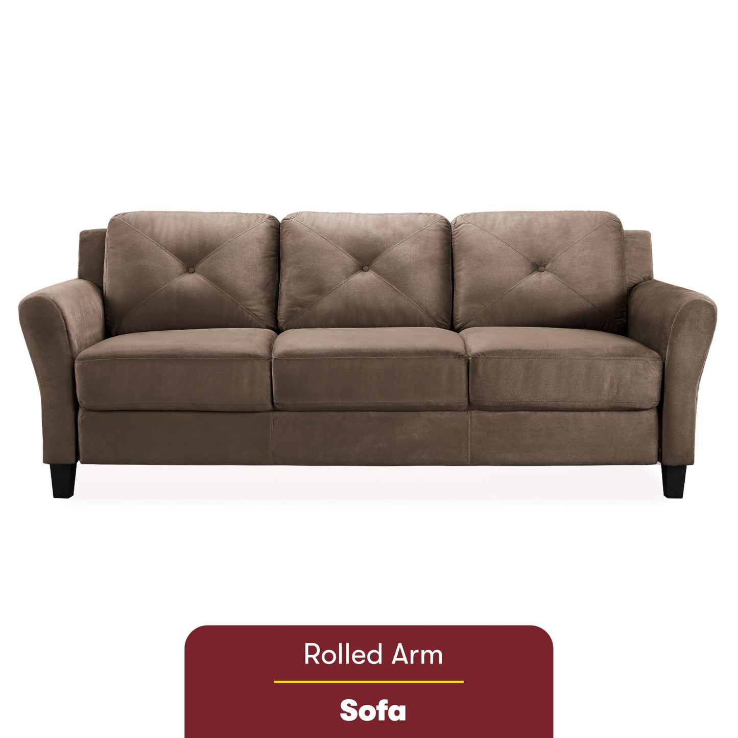Studio Living Harrington 80.3" Sofa, Transitional Modern, Pocket Coil Comfort, Easy Assembly, Microfiber Fabric, Brown