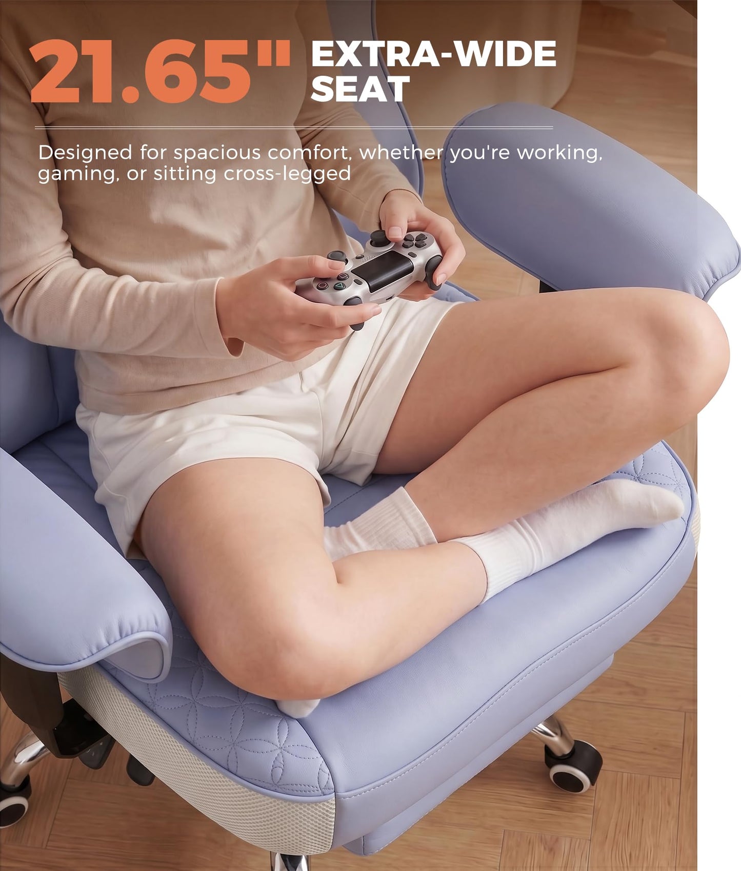 GTPLAYER Big and Tall Office Chair, Wide Ergonomic Gaming Chair with Deluxe Embossing Designed Leather with Foot Rest,150°Reclining Adjustable Soft Armrests Pocket Spring Back Support and Pillow