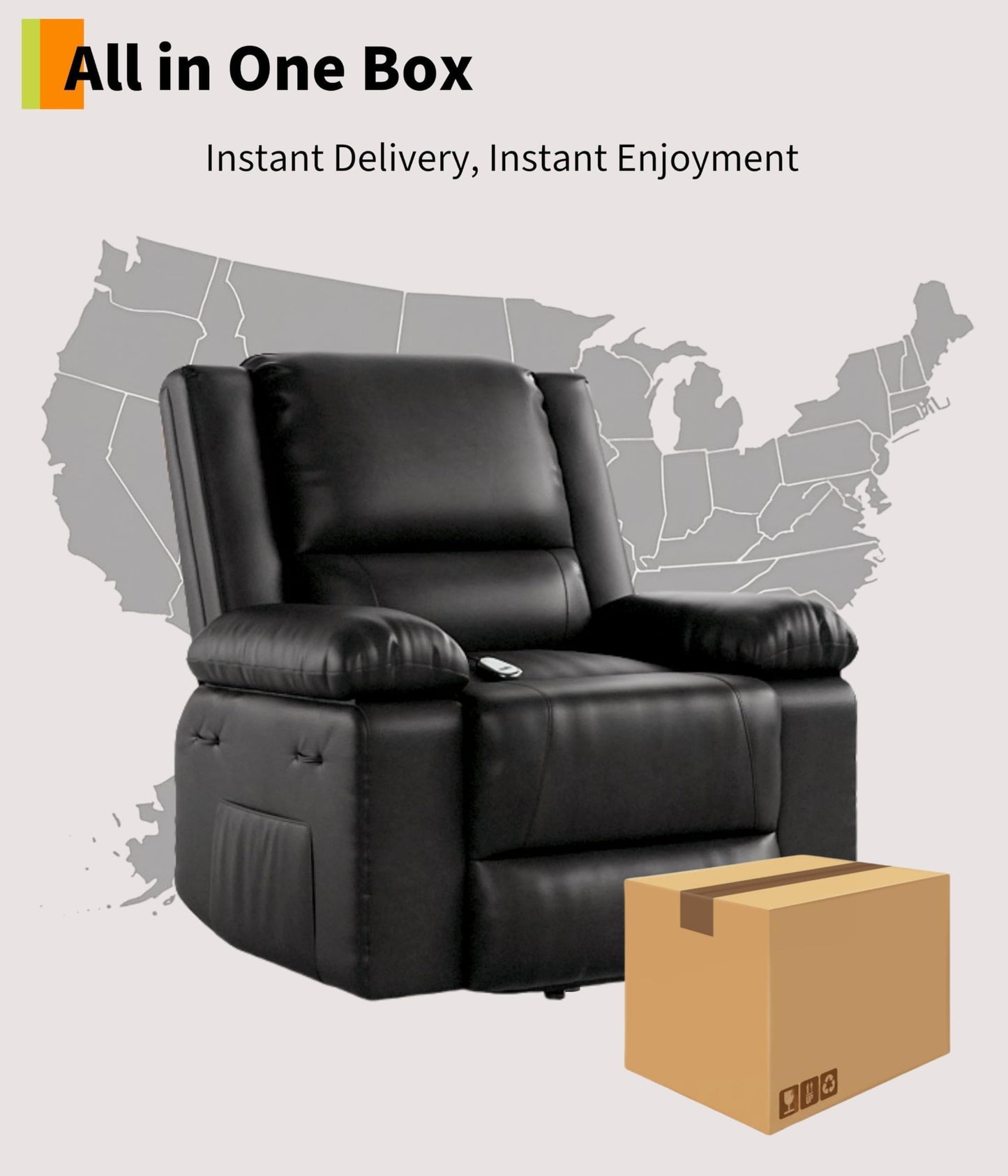 GAOMON Electric Lift Recliner Chair with Heat and Massage, PU Leather Power Lift Recliner for Elderly & Mobility Impaired, Adjustable Back & Legs, Heavy Duty 400lbs Capacity Lift Chair for Seniors