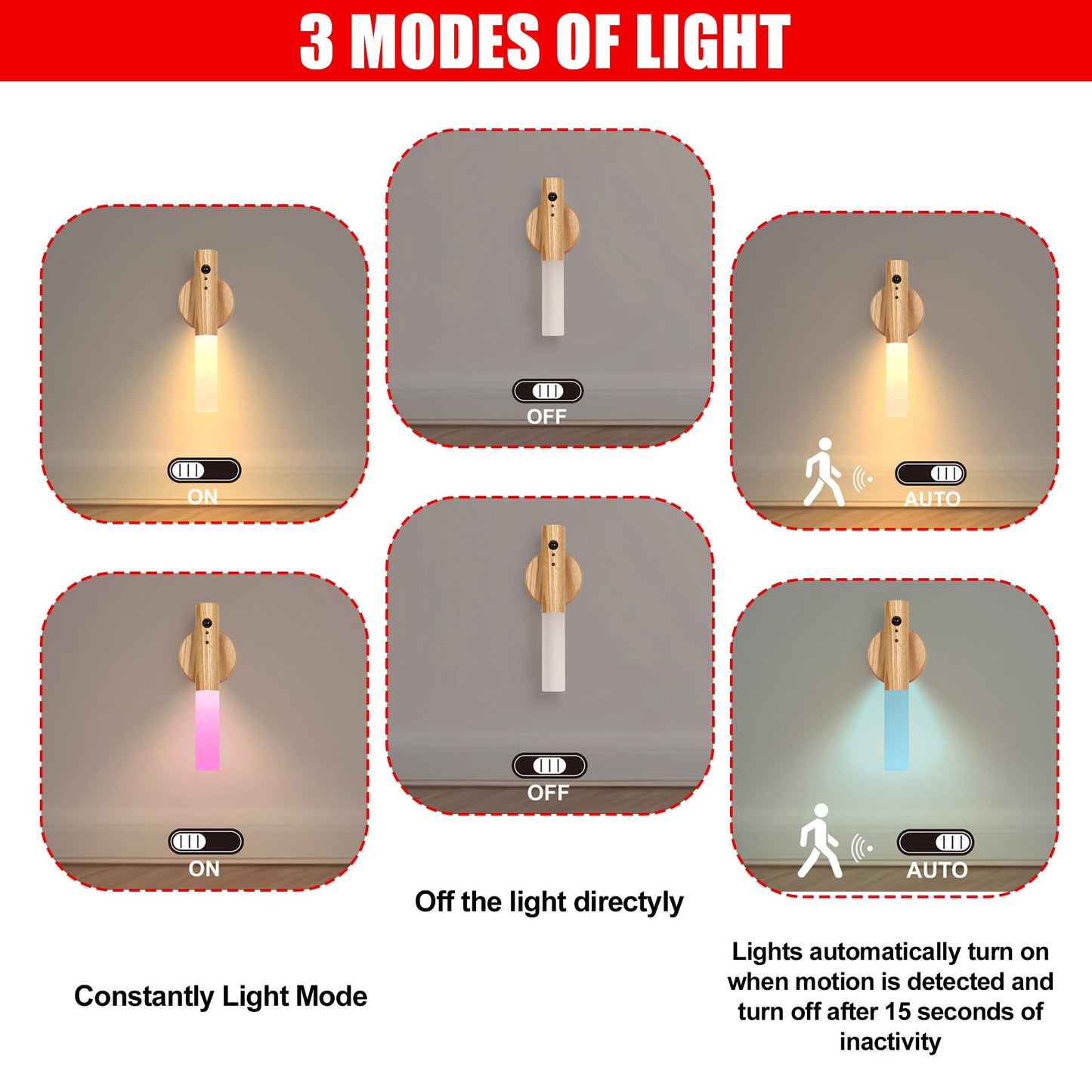LANDGOO Smart Nursery Night Light - Ash Wood, RGB & 2700K, Child-Safe, Model L8G25A052703