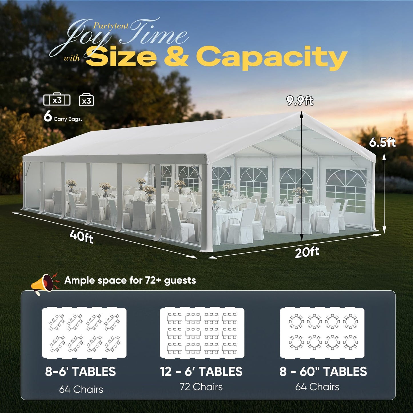Quictent Premium 20x40 Party Tent Heavy Duty Outdoor Gazebo White Event Shelter Wedding Canopy Tent for Parties Carport BBQ with Removable Sidewall Windows & Storage Bags