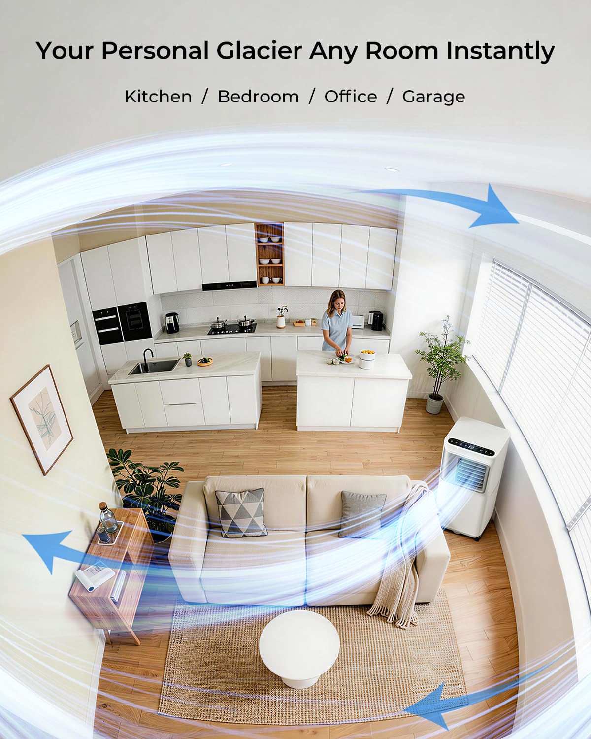 16000 BTU Portable Air Conditioners for Large Room up to 730 sq.ft 5-in-1 Smart AC Unit with WiFi APP/Remote Control, Fast Cooling, Dehumidifier, Quiet Sleep Mode, Window Kit Included