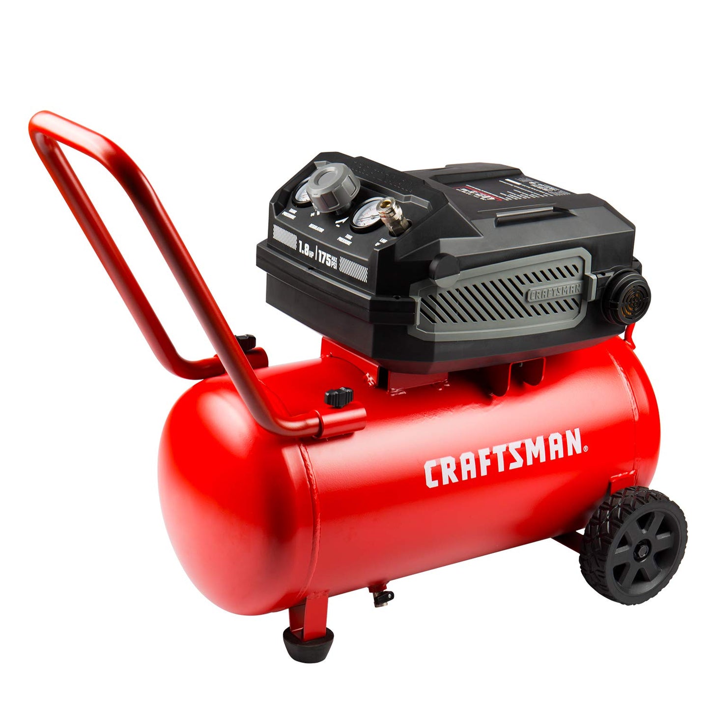 Craftsman 10-Gallon Air Compressor, 1.8 HP, Max 175 PSI, 4.0 CFM @ 90PSI, 5.0 CFM@40PSI, Oil-Free, Quiet Shop Air Compressor with Wheels for Spraying Pneumatic Tool, Model: CMXECXA0201041