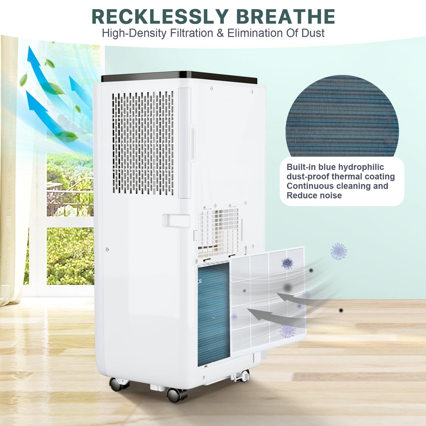 GarveeHome 10000 BTU Portable Air Conditioners, 4 in 1 Portable AC Unit with Cool Dry Fan Sleep Modes, Cools Up to 450 sq.ft, Quiet, Remote, LED Display, 24H Timer, Window Install Kit for Bedroom
