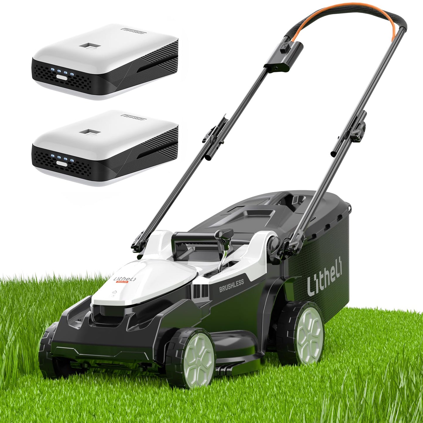 Litheli 16.5" Electric Lawn Mower Cordless, Brushless Lawnmower with 6-Height Adjust and 2 x 4.0Ah Batteries, for Garden and Yards