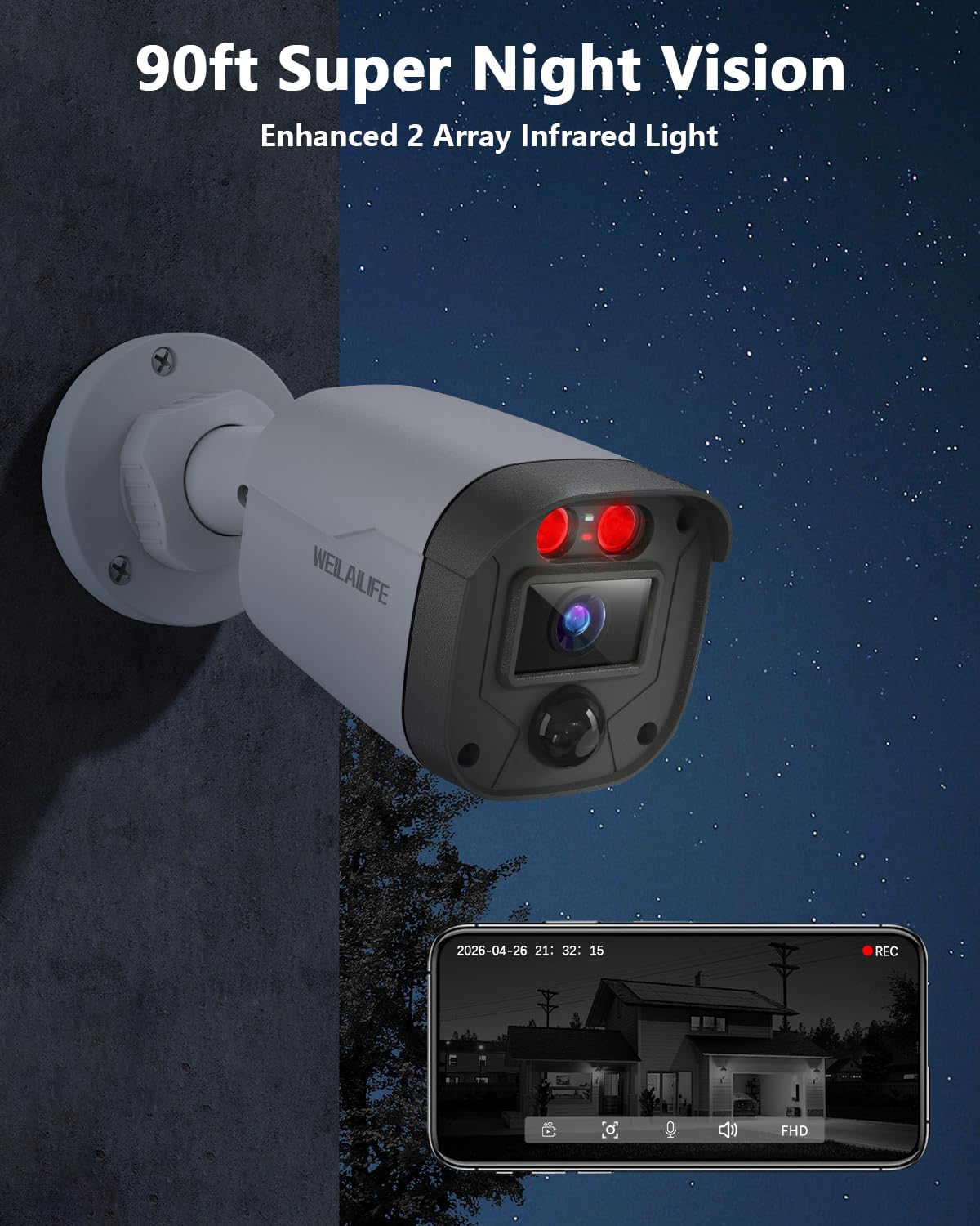 【90-Day Storage】 Outdoor Wired Security Camera System, Home Video Surveillance Systems, CCTV Cameras for Home, Surveillance DVR Kits
