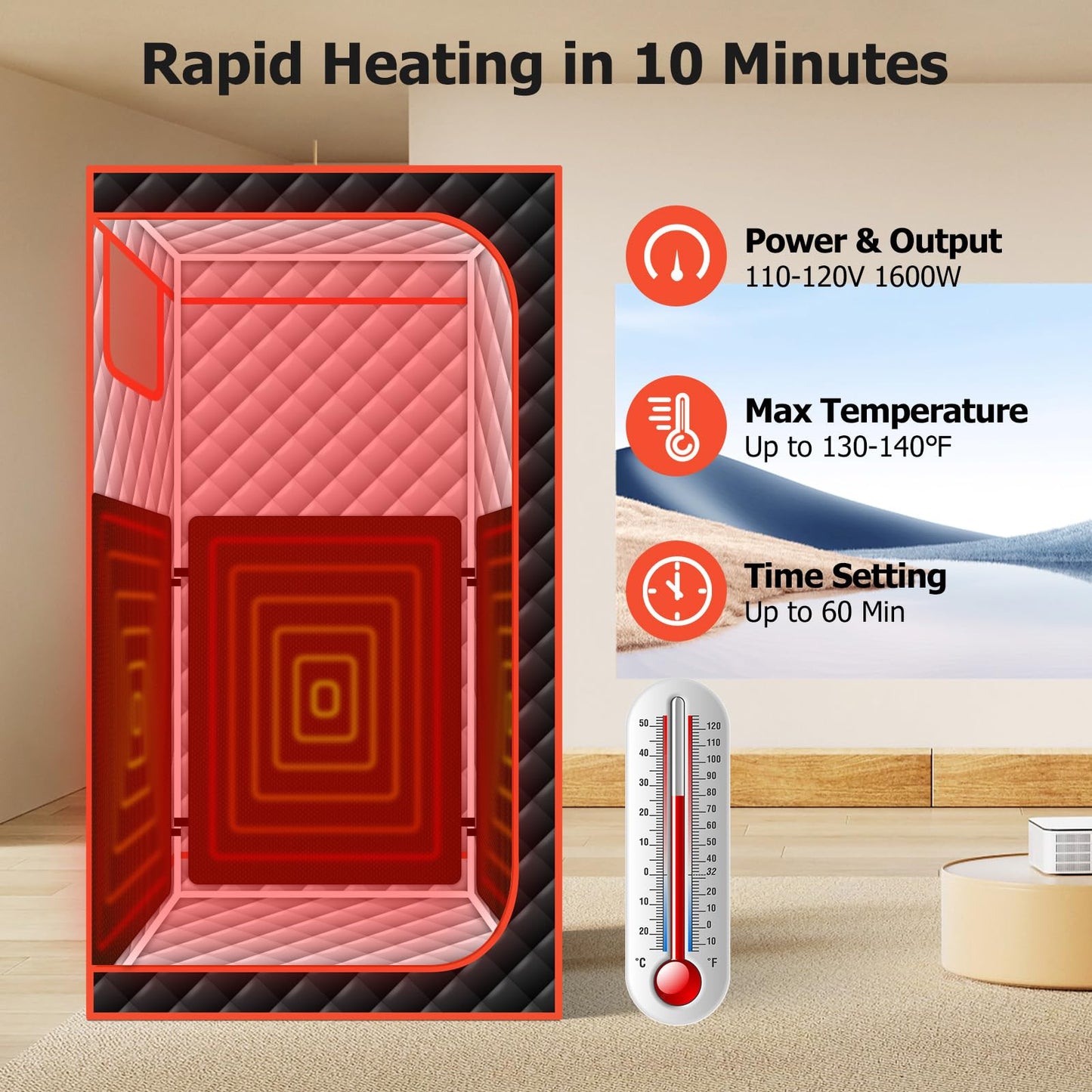 Smartmak Portable Infrared Sauna, 1-2 Person Oversize Home Sauna Box