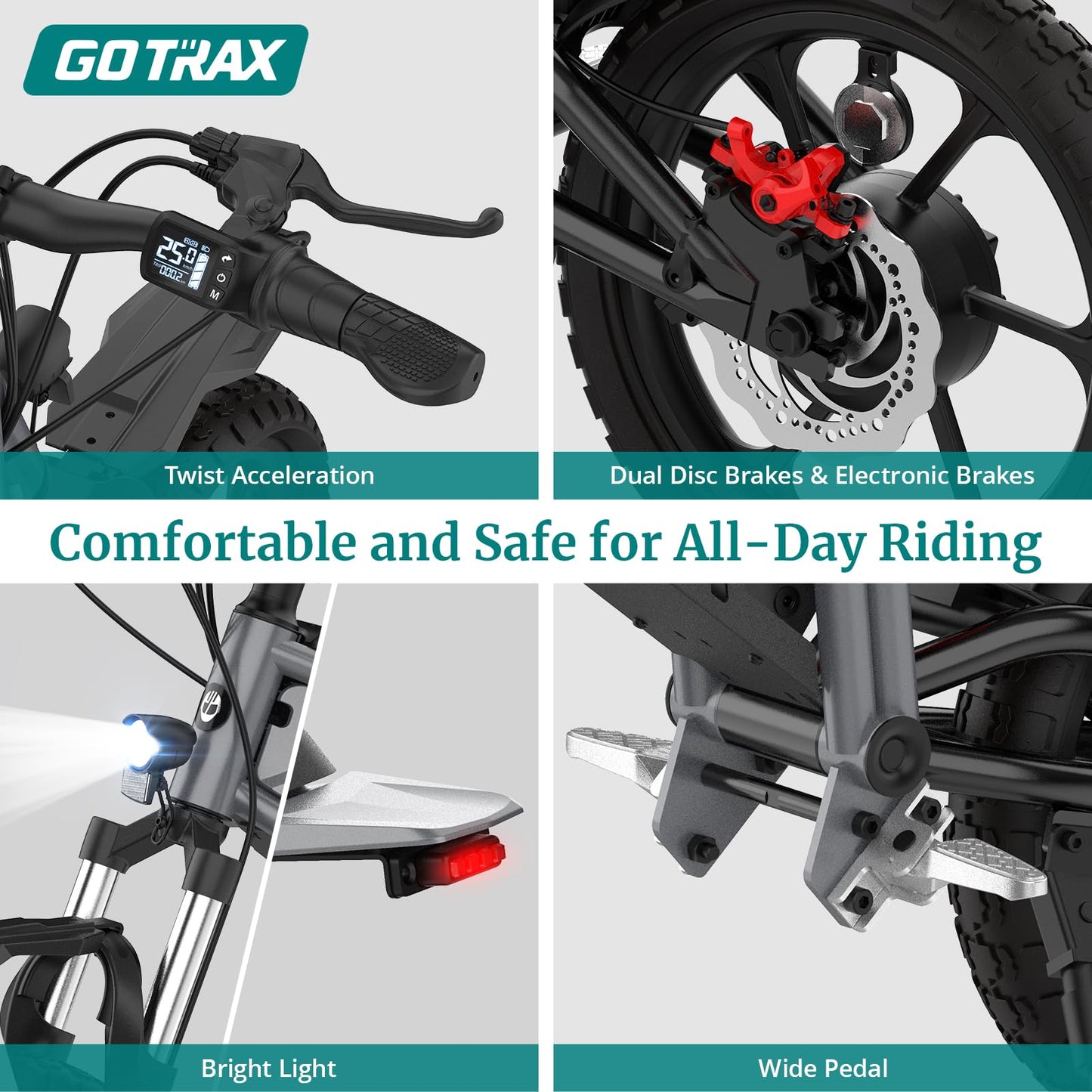 Gotrax Astra Electric Dirt Bike, 16" Pneumatic Tires, Max 16 Mile and 15.5Mph Speed Power by 300W Brushless Motor, Dual Suspension & Disc Brake, Electric Dirt Motorcycle for 47-67inch Height, Black