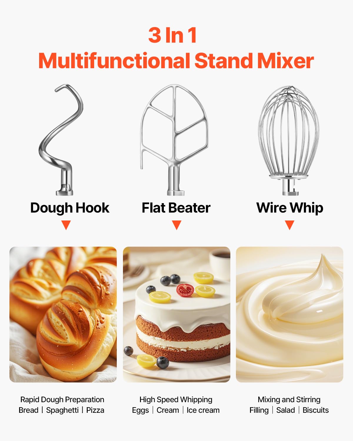 Happybuy 20Qt Commercial Food Mixer with Timing Function， Commercial Mixer 1100W Stainless Steel Bowl Heavy Duty Electric Food Mixer Commercial with 3 Speeds Adjustable, Perfect for Bakery Pizzeria