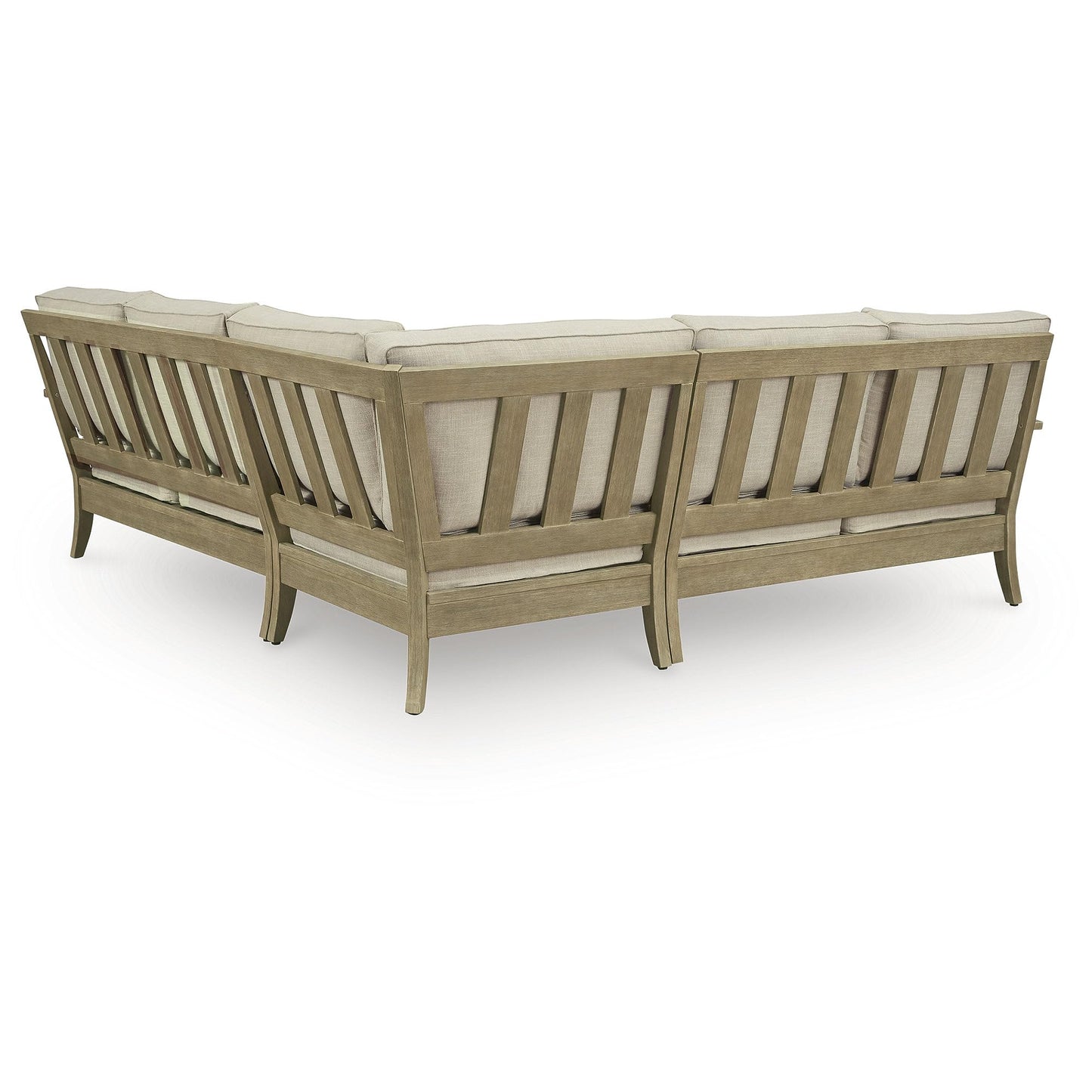 Signature Design by Ashley Clare View Symmetrical Contemporary 3-Piece Outdoor Sectional with Cushion and 6 Throw Pillows, Beige