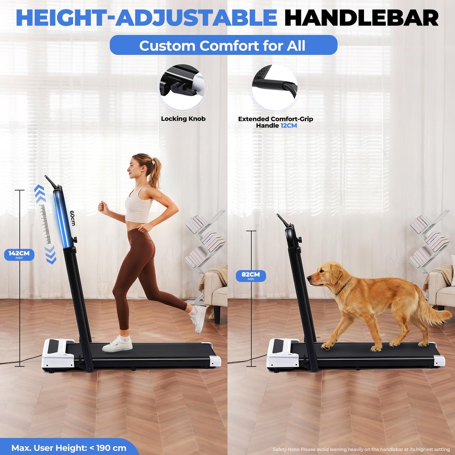 GTRACING Walking Pad with Incline & Height-Adjustable Handlebar, 5-in-1 Foldable Treadmill for Home & Office, Portable Under Desk Treadmill 350LB with Remote Control LED Display, White