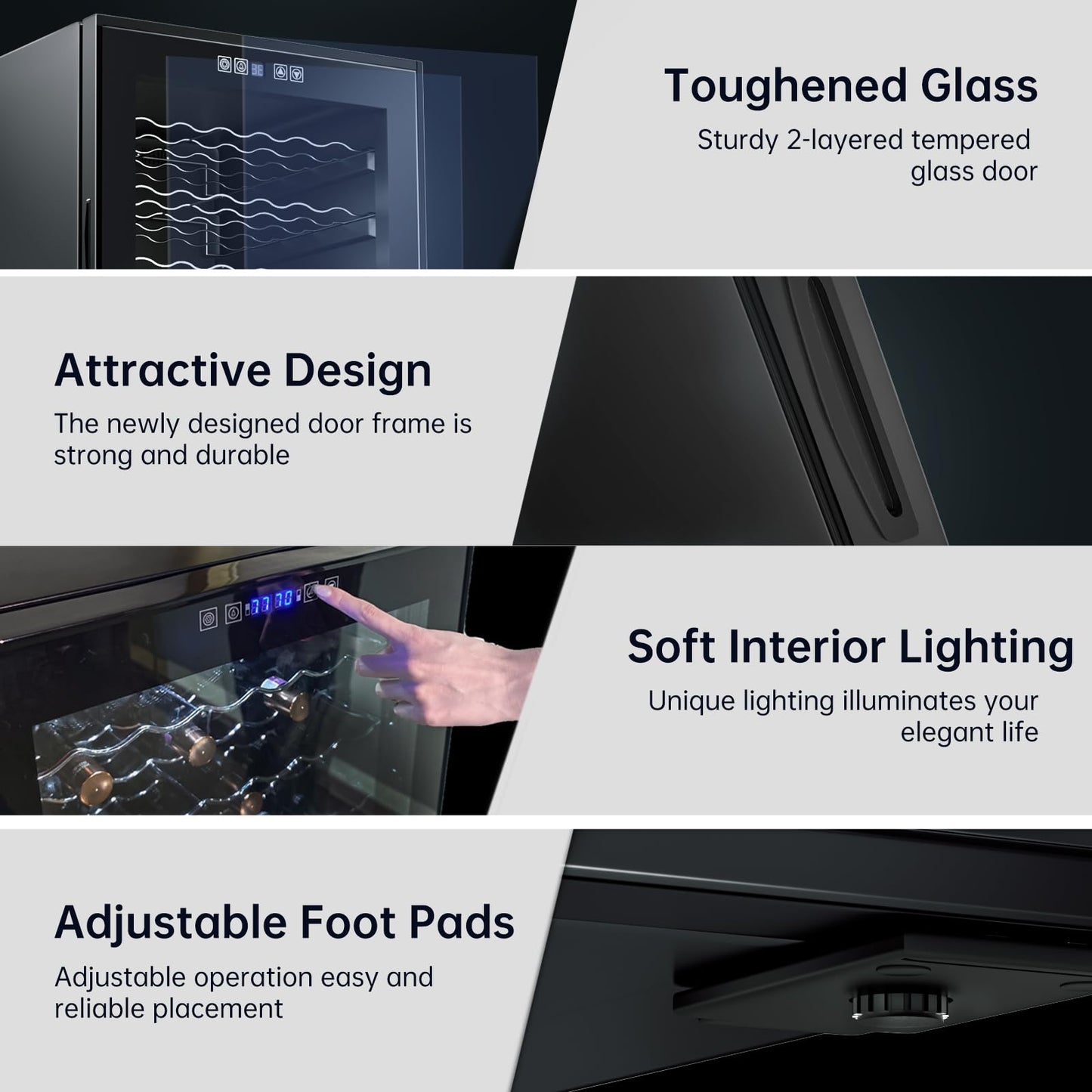 KingChii 52 Bottle Wine Cooler Refrigerator - Intelligent Digital Control Wine Fridge, Low Noise Operation, Freestanding Wine Refrigerator for Kitchen and Home
