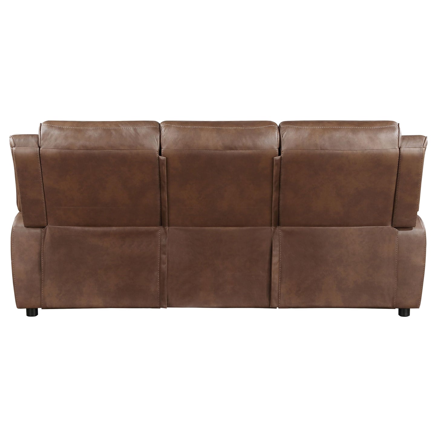 Coaster Home Furnishings - Ellington - Upholstered 3-Seater Sofa with Padded Arm, Faux Leather Upholstery, Pocket Coil Seating and Full Foam Cushions - Transitional - Living Room - Dark Brown - 508281