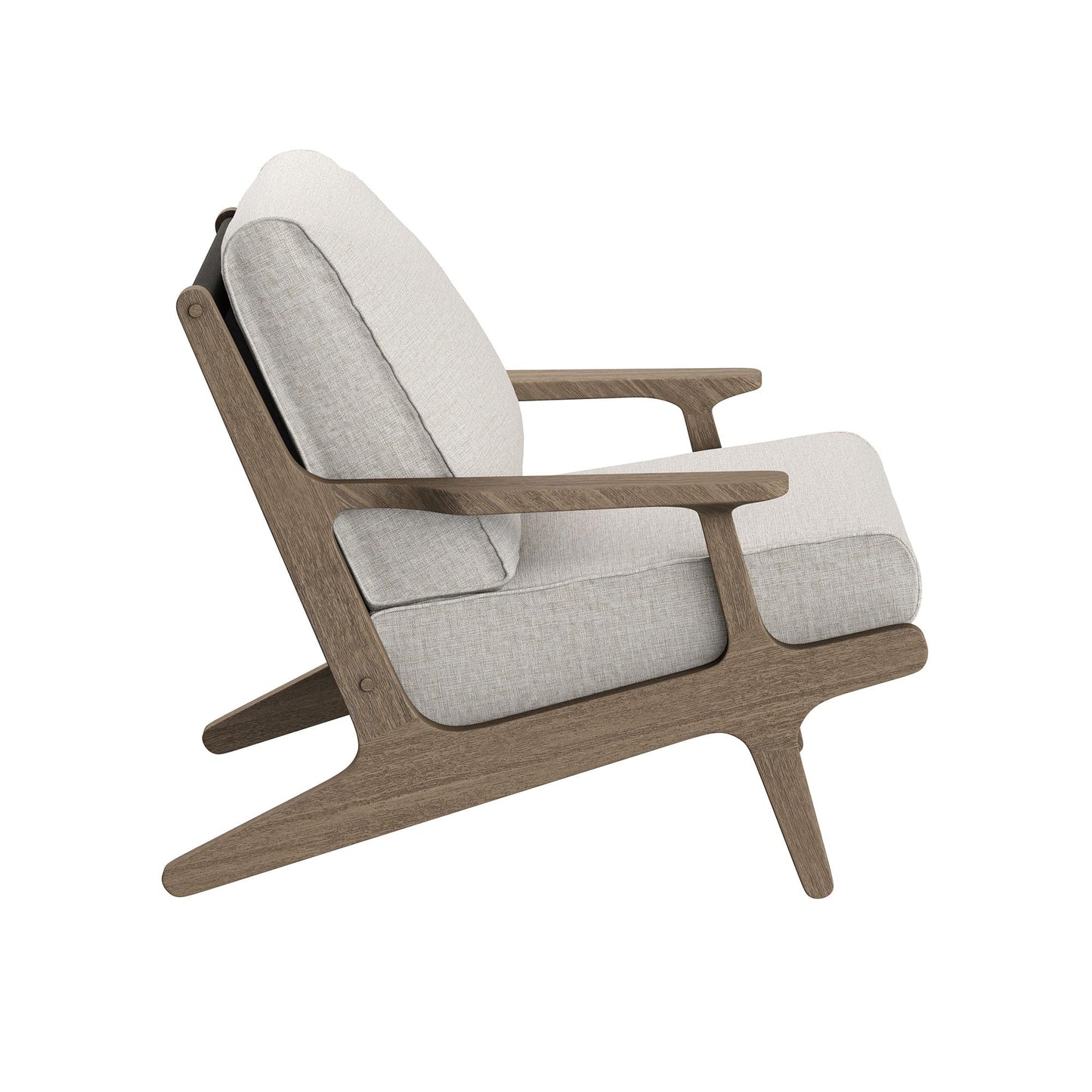 Modway Saratoga 3-Piece Teak Wood Outdoor Furniture Set in Weathered Gray Pebble - 2 Patio Lounge Chairs with Side Table
