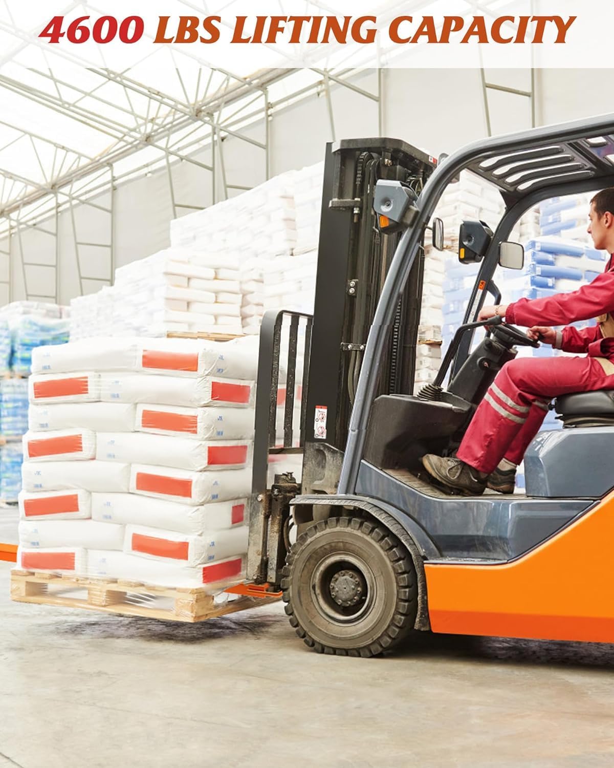 96" Pallet Forklift Extensions, Heavy Duty Fork Extensions 4600 LBS Capacity 4.5" Width for Forklifts, 1 Pair for Forklift Truck,Orange