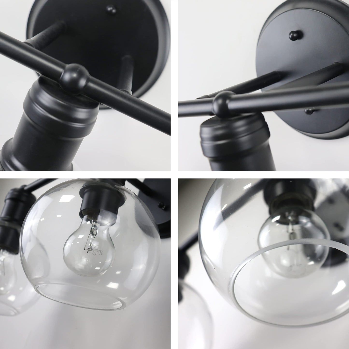 Chloe Lighting OXA 3 Light Vanity Bath Light, Matt Black, Glass, 22in Wide, Model CH6S001BK22-BL3