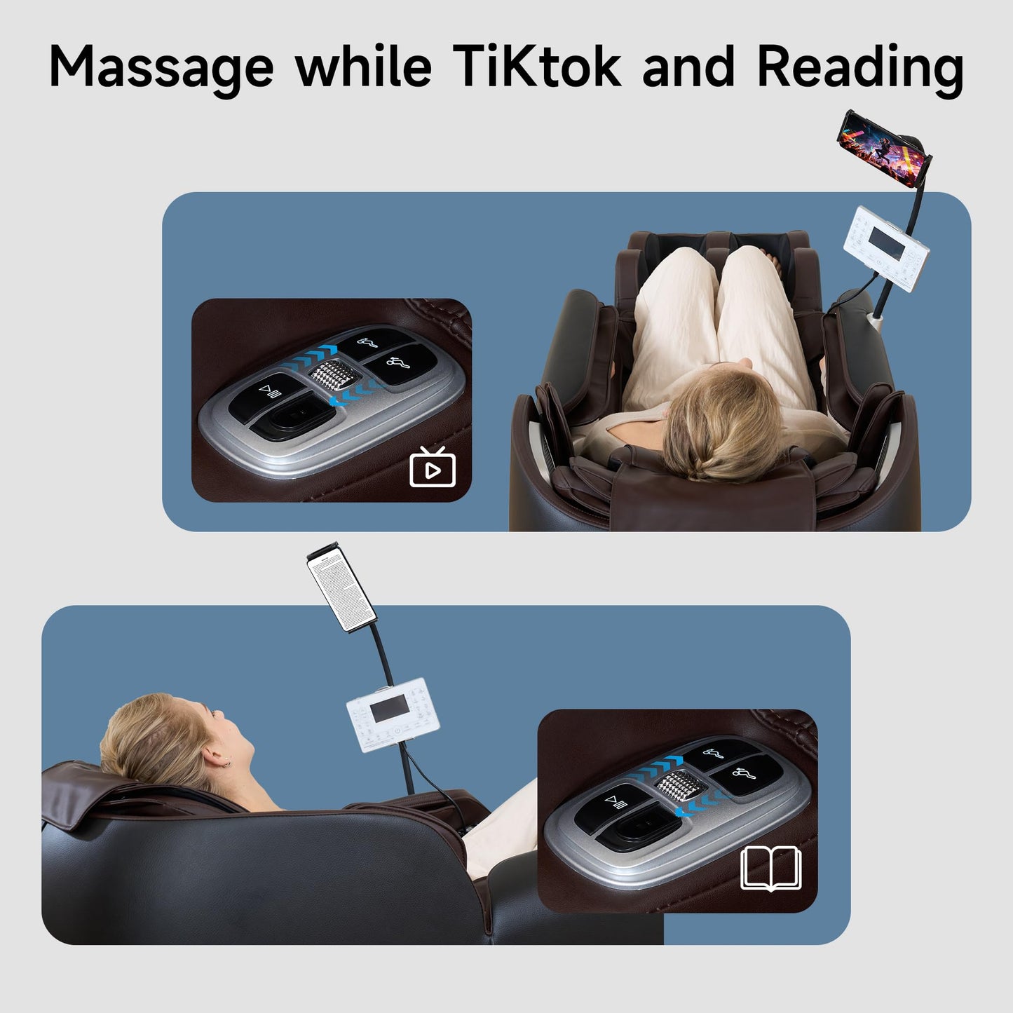Real Relax Massage Chair Full Body with Unique Phone Controller,Heart and Blood Measurement, Zero Gravity 3D SL-Track Recliner with APP Control, Child Lock,Pause Button, Back Pad, Favor-06, Dark Brown