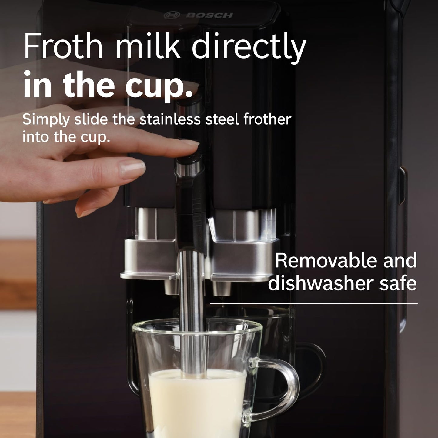 Bosch Fully Automatic Coffee and Espresso Machine - One-Touch Drinks, Barista Quality Super Coffee Maker - Touch Control Panel, Large Bean Capacity - Easy Clean, Maintenance - Black - TIU20109