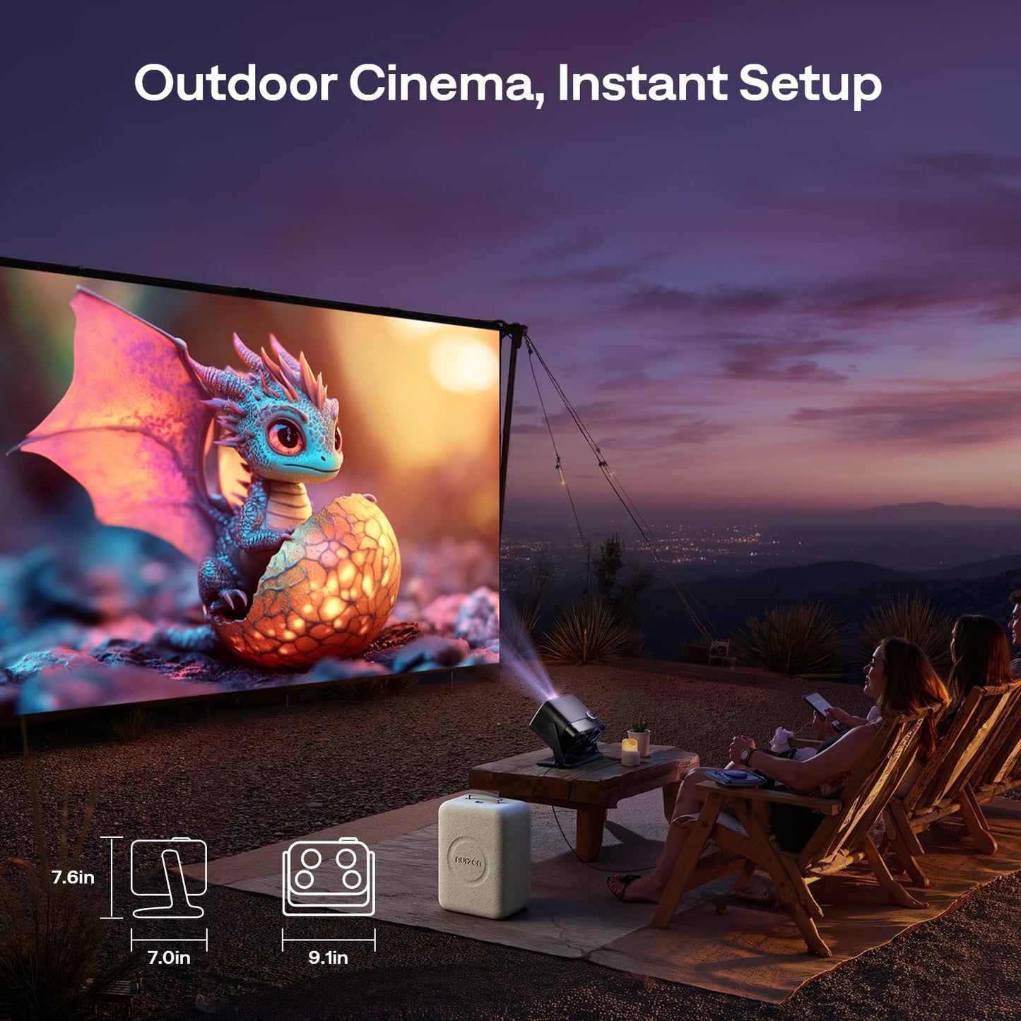 Aurzen BOOM mini Google TV Smart Projector with WiFi and Bluetooth, Voice Control, Family Mode, 20W Dolby Audio, Real-Time Focus,4K Supported Movie Projector for Bedroom/Home/Outdoor Live Sports,Black