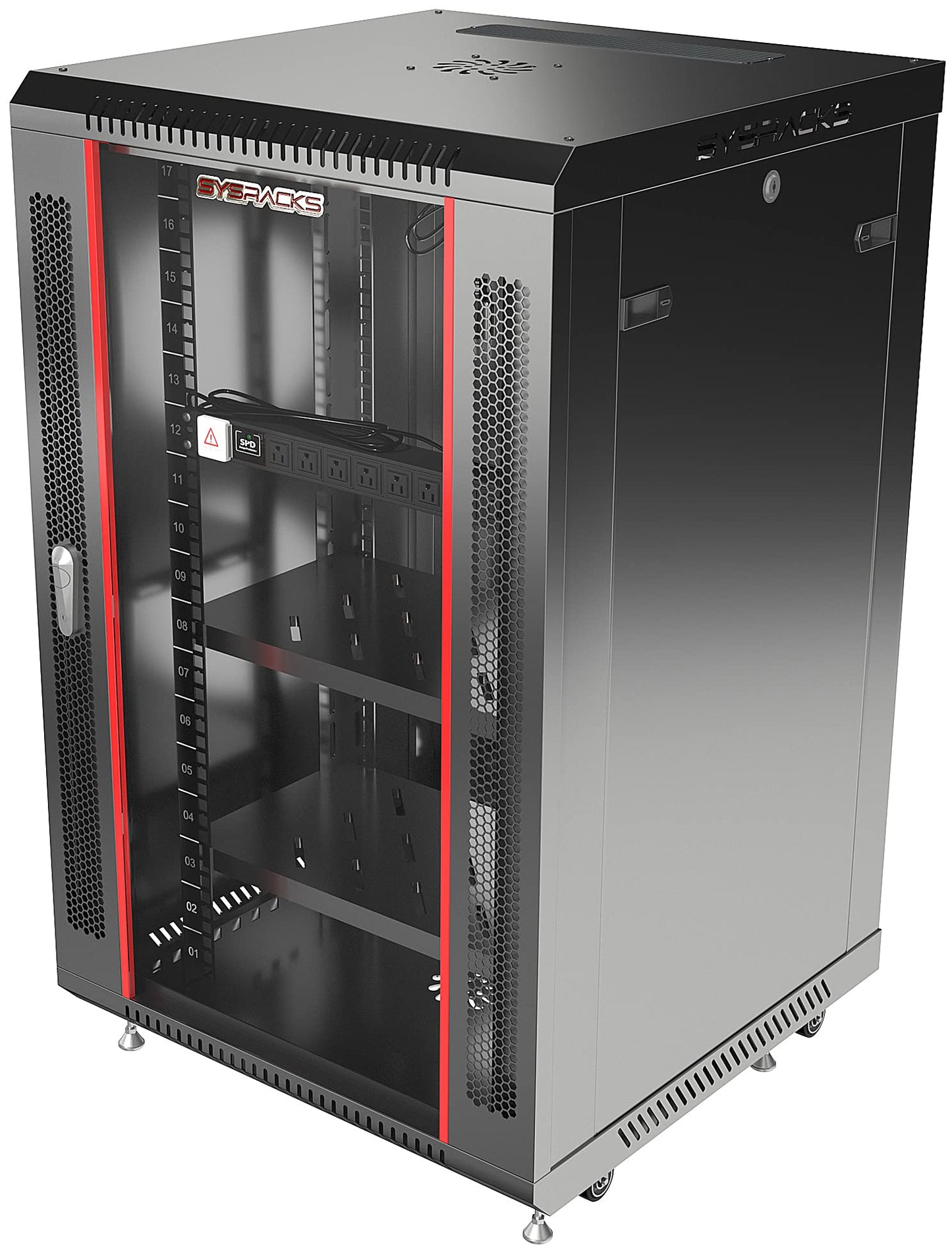 18U Wall Mount Server Rack Cabinet for Home Lab, Office IT and AV Network Installations, 24-Inch Deep 19-Inch Locking Rack with Fan, PDU and Shelves