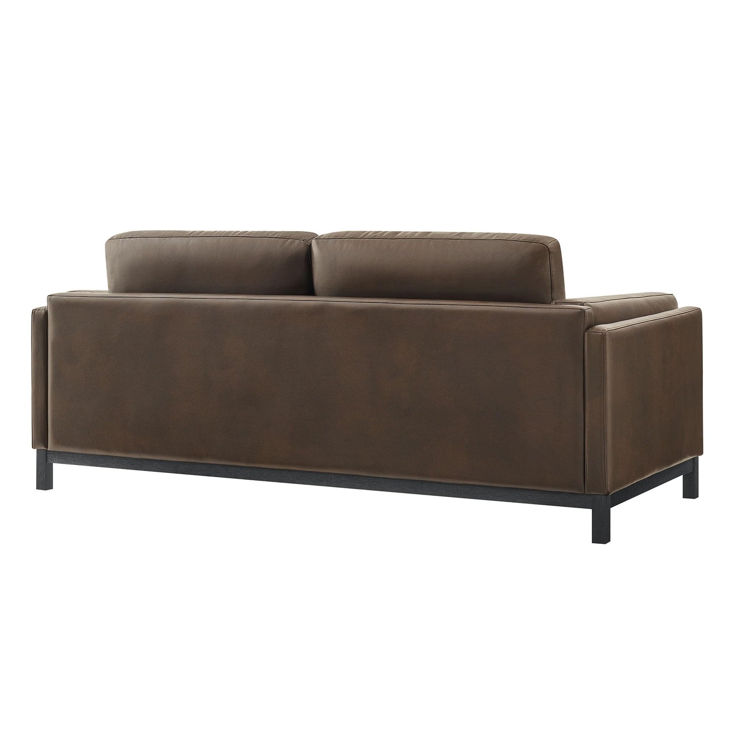 Modway Roscoe 81 Inch Vegan Leather Sofa in Espresso - Comfortable Faux Leather Deep Seat Couch for Living Room, Apartment, or Office Seating
