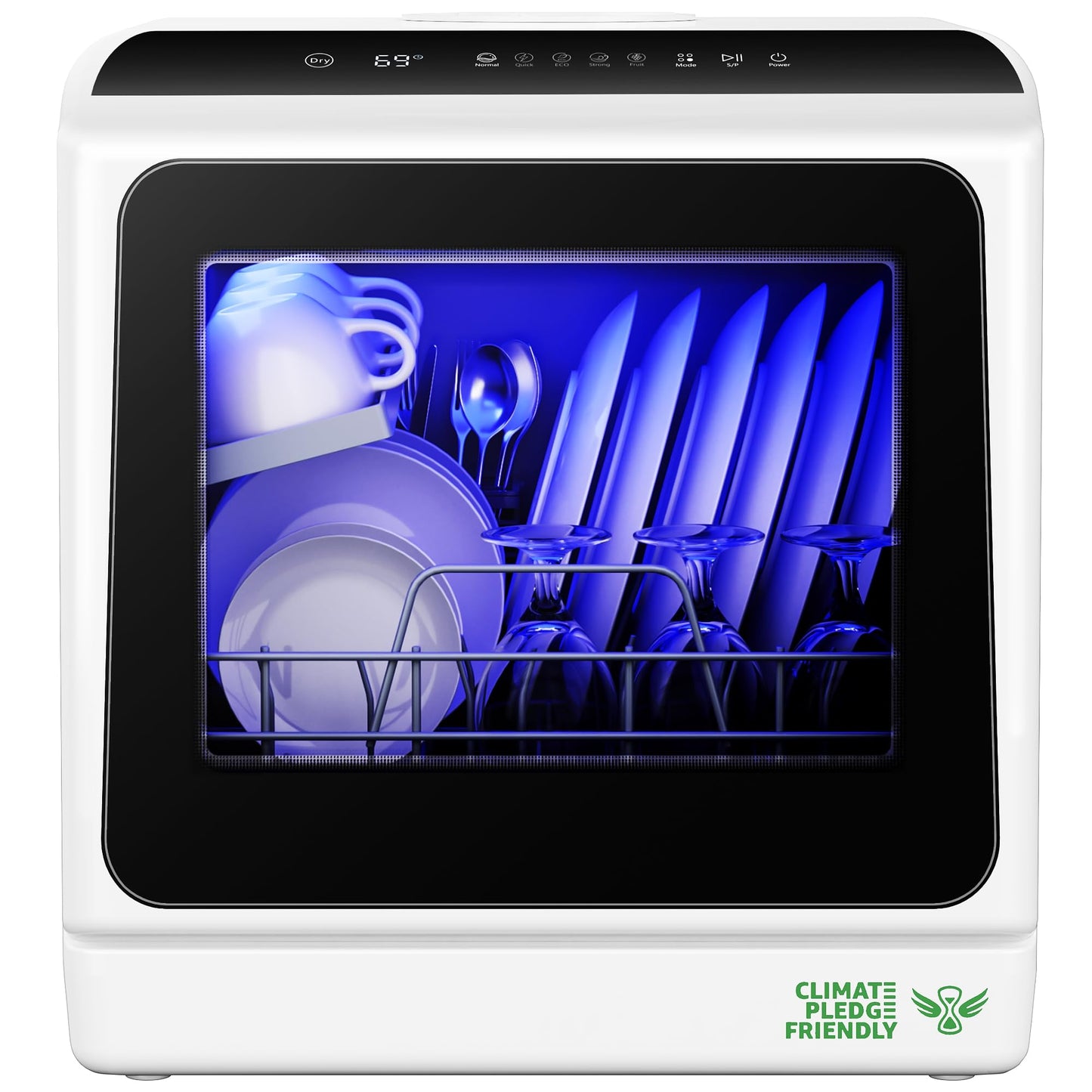 EUHOMY Countertop Dishwasher Portable with 6 Programs, 5L Built-in Water Tank for Apartments & RV, 167℉ High-Temp, No Hookup Needed, Mini Dishwasher with Baby Care, Air Dry/Quick/ECO/Fruit/Normal Mode