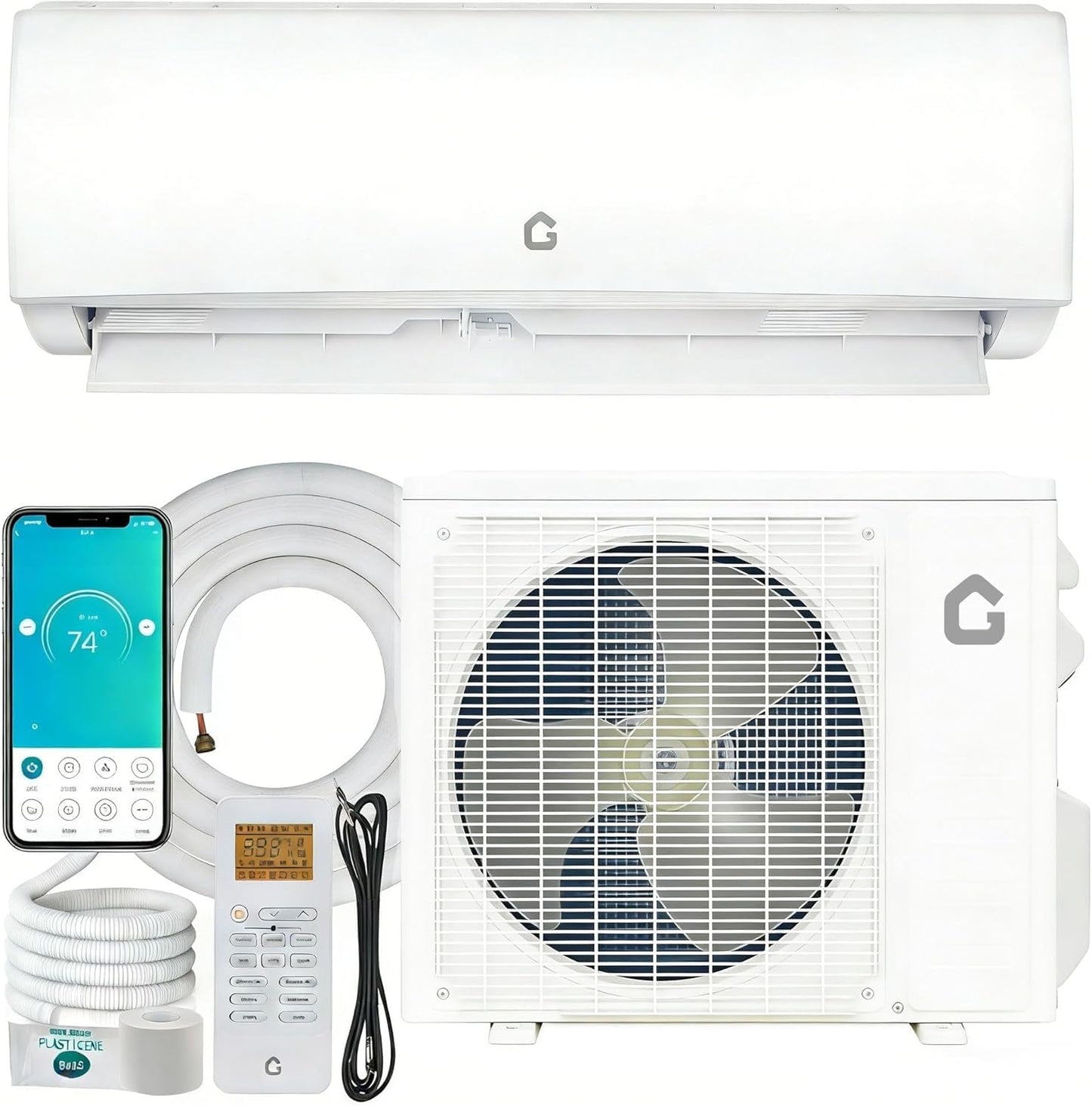 11,500 BTU Mini Split Air Conditioners, Heating & Cooling System, 115V, 17 SEER2, Ductless Inverter AC Unit with WiFi, Remote & App Control, Cools Rooms Up to 750 Sq.Ft, Indoor & Outdoor Units