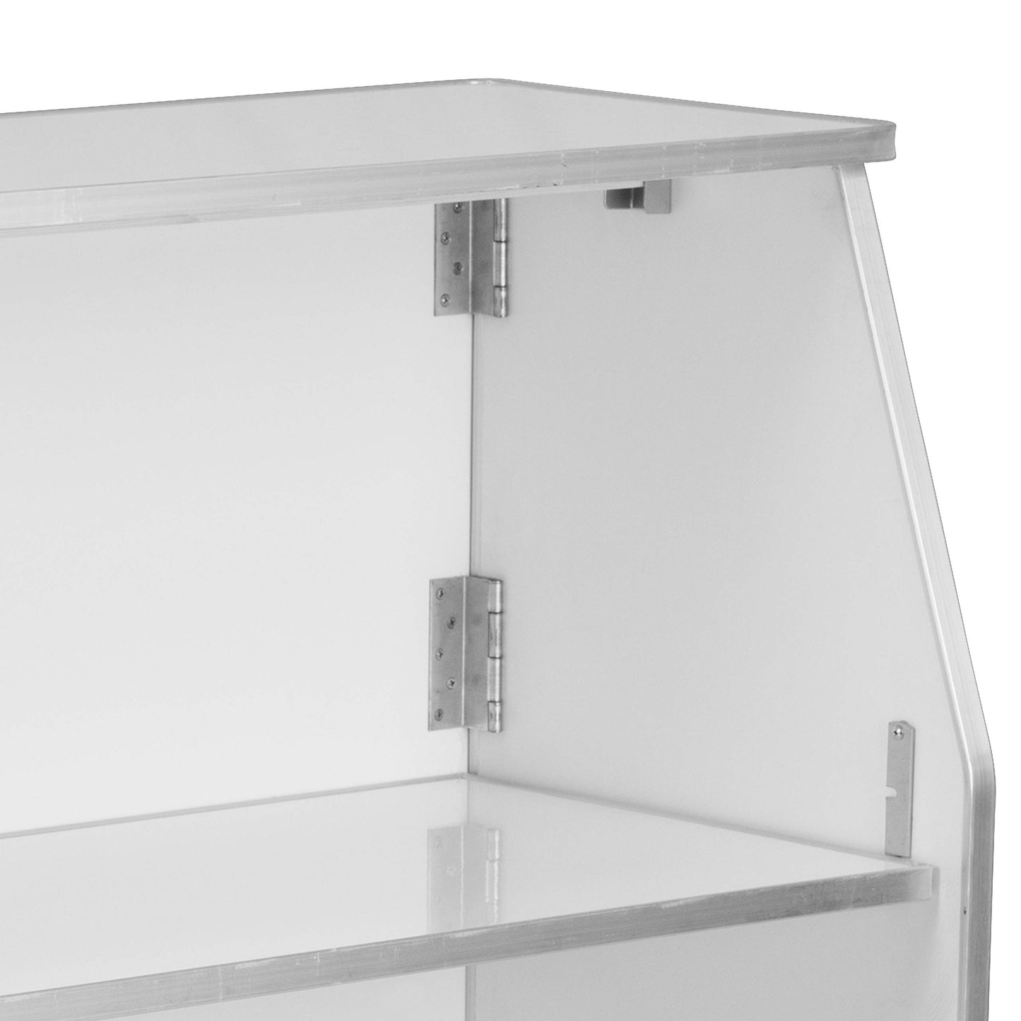 Flash Furniture 4' Folding Portable Event Bar with Top and Middle Shelves, Mobile Laminate Foldable Bar for Parties and Events, White