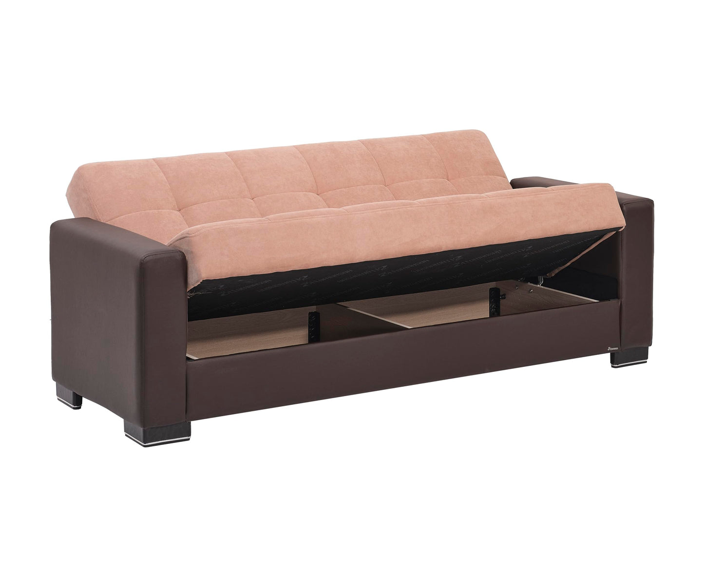 Ottomanson Convertible Sofa Bed Futon Couch with Hidden Storage & Click-Clack Sit-Sleep Conversion – Firm Support Sleeper Sofa for Living Room, Apartment & Guest Room, Beige