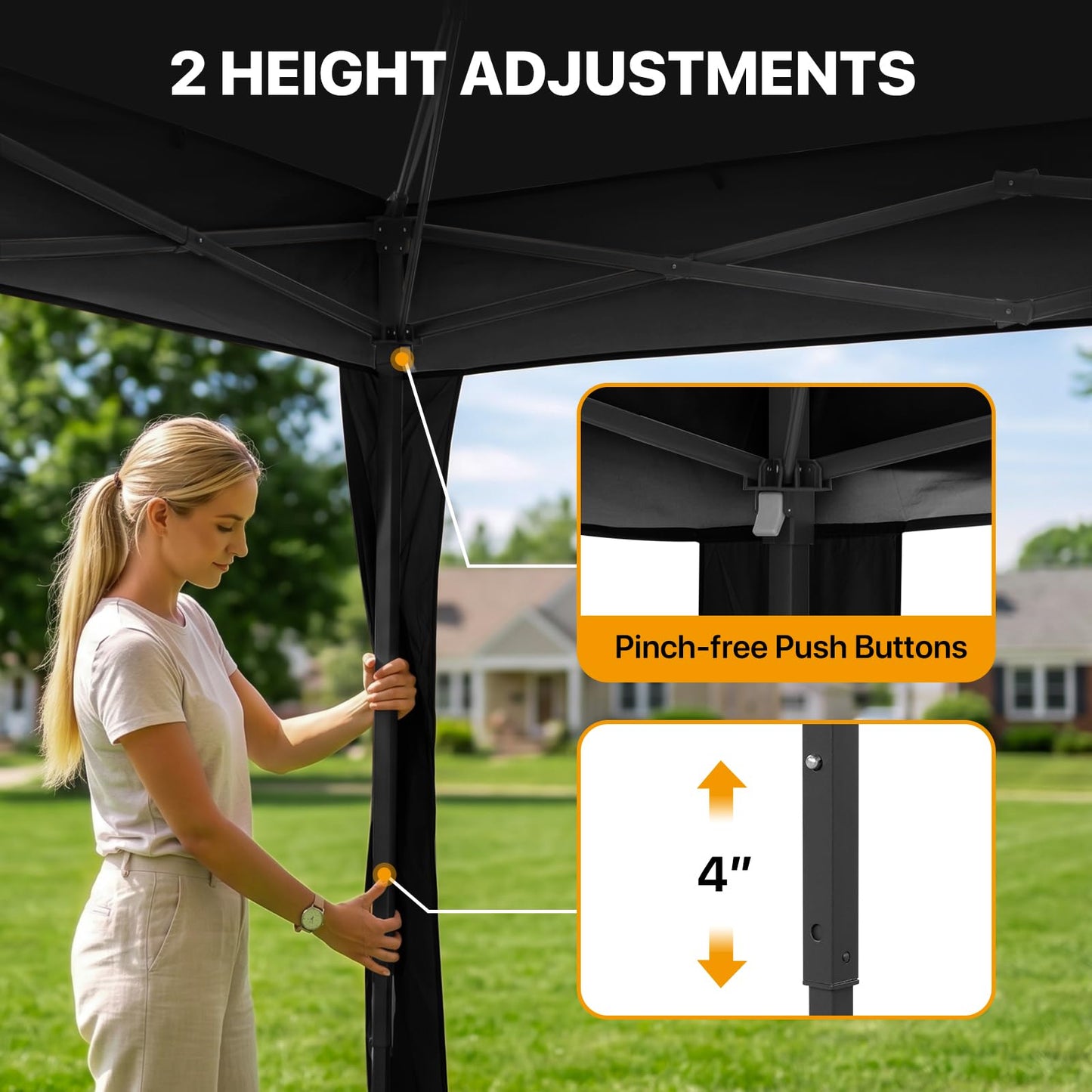 COOS BAY 11x11 Pop Up Gazebo with Mesh Netting, Instant Outdoor Canopy Tent, Water Resistant Shelter with UPF 50+ UV Protection, 121 Sq Ft Coverage, Black