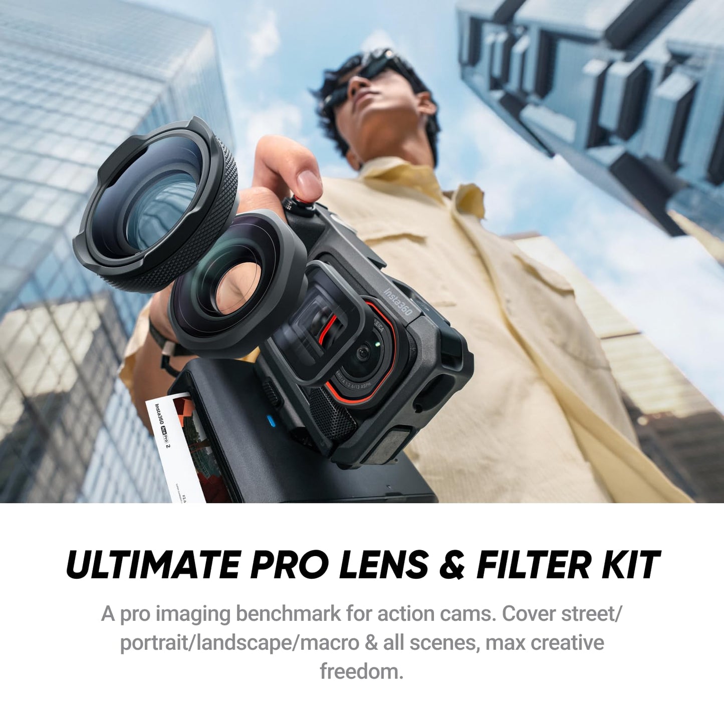 Insta360 Ace Pro 2 Ultimate Videography Bundle - 8K Waterproof Action Camera Co-Engineered with Leica, Xplorer Grip Pro Kit for Street Photography, Cinematic Lens, Close-Up Lens, Ultra Wide Lens