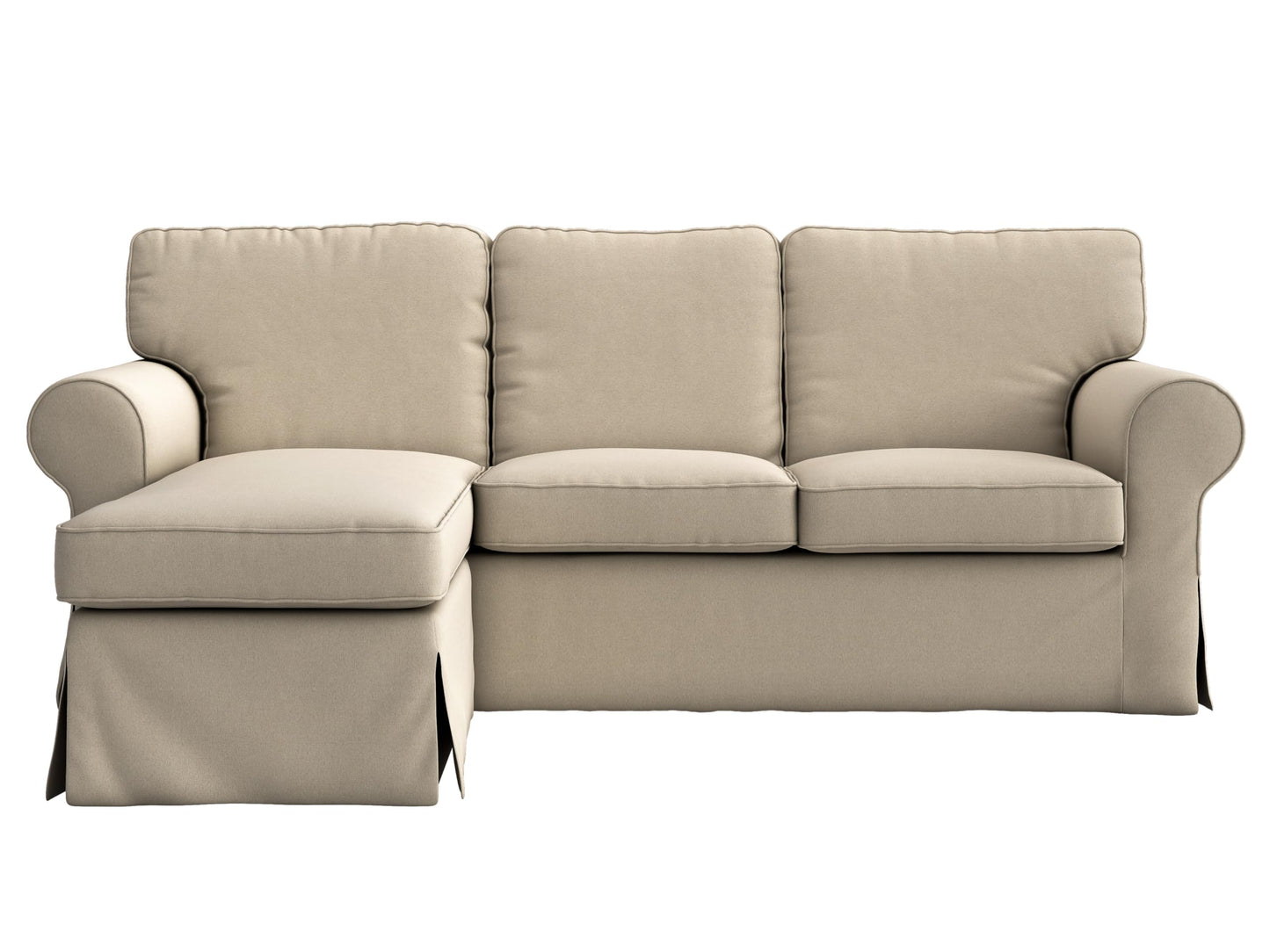 MASTERS OF COVERS Ektorp Loveseat (2 Seat) with Chaise Lounge Cover Replacement Customized for IKEA Ektorp Sectional 3 Seat Sofa Slipcover Replacement (Khaki)