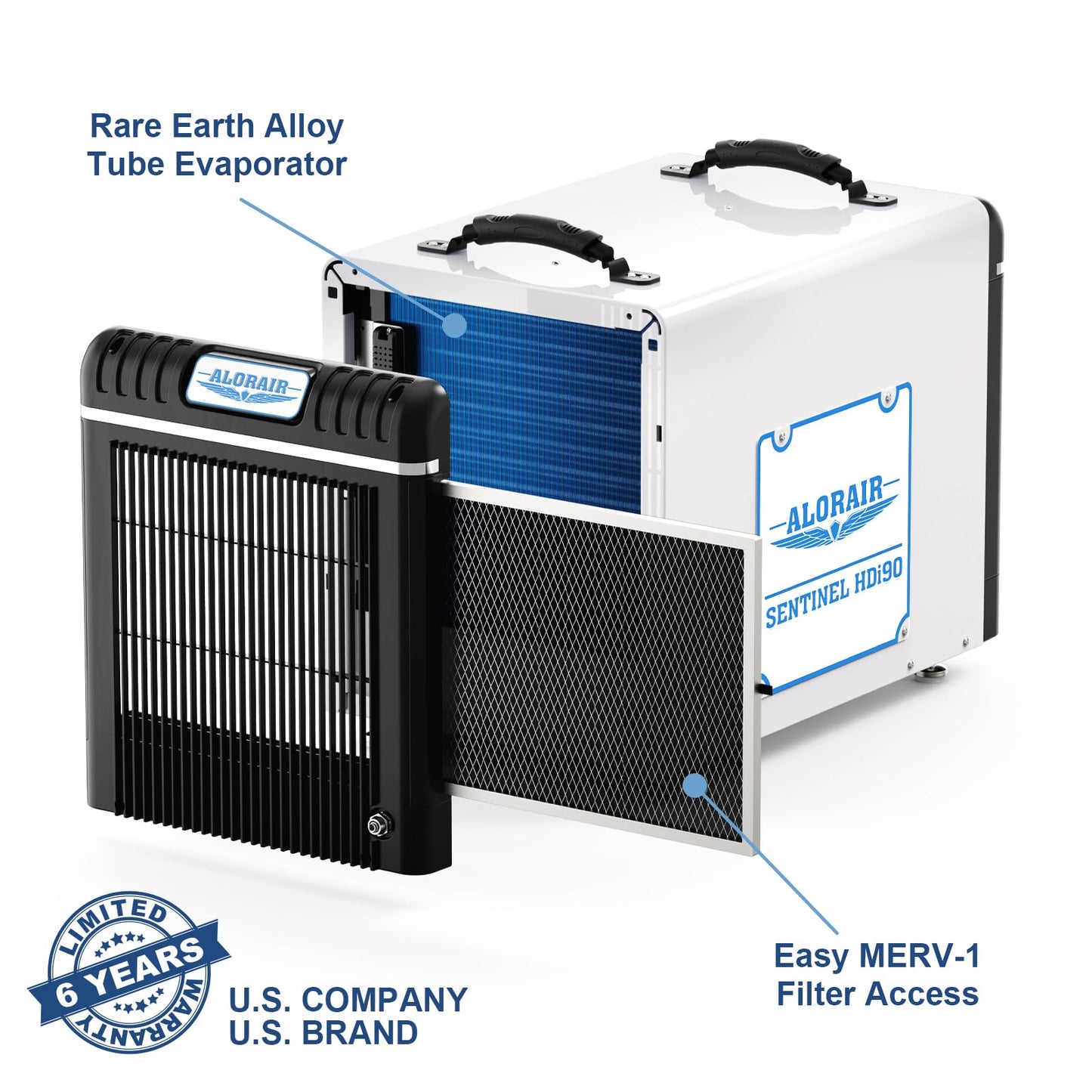 ALORAIR Basement/Crawlspace Dehumidifiers 198 PPD (Saturation), 90 Pints (AHAM), 6 Years Limited Warranty, Condensate Pump, Auto Defrosting, Rare Earth Alloy Tube Evaporator