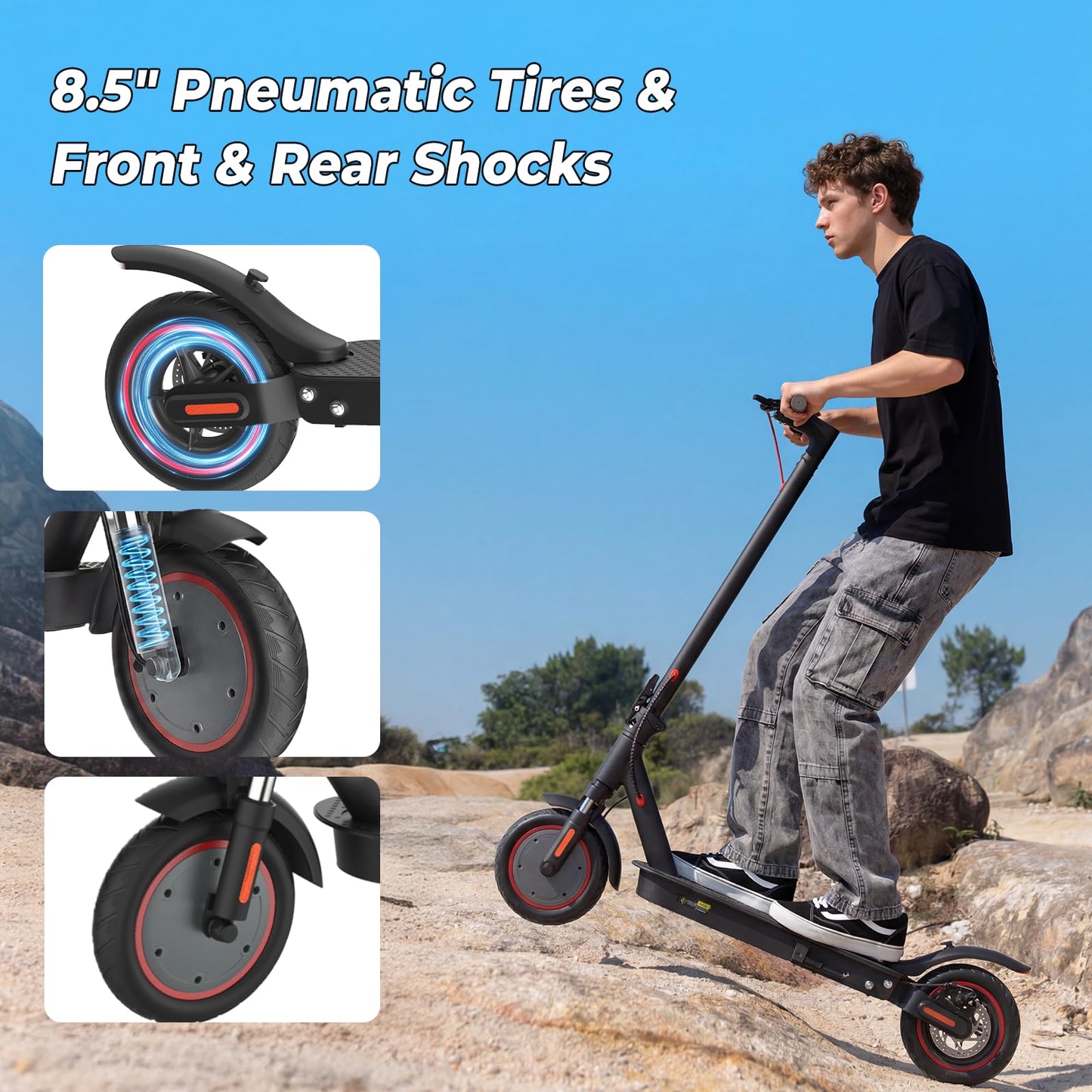 WAWSCOTE Electric Scooters - Electric Scooter for Adults, 500W/1500W Motor, 18/21/25 Max MPH, 21/28 Miles Range, APP Control, Cruise Control, Lightweight Foldable E-Scooter