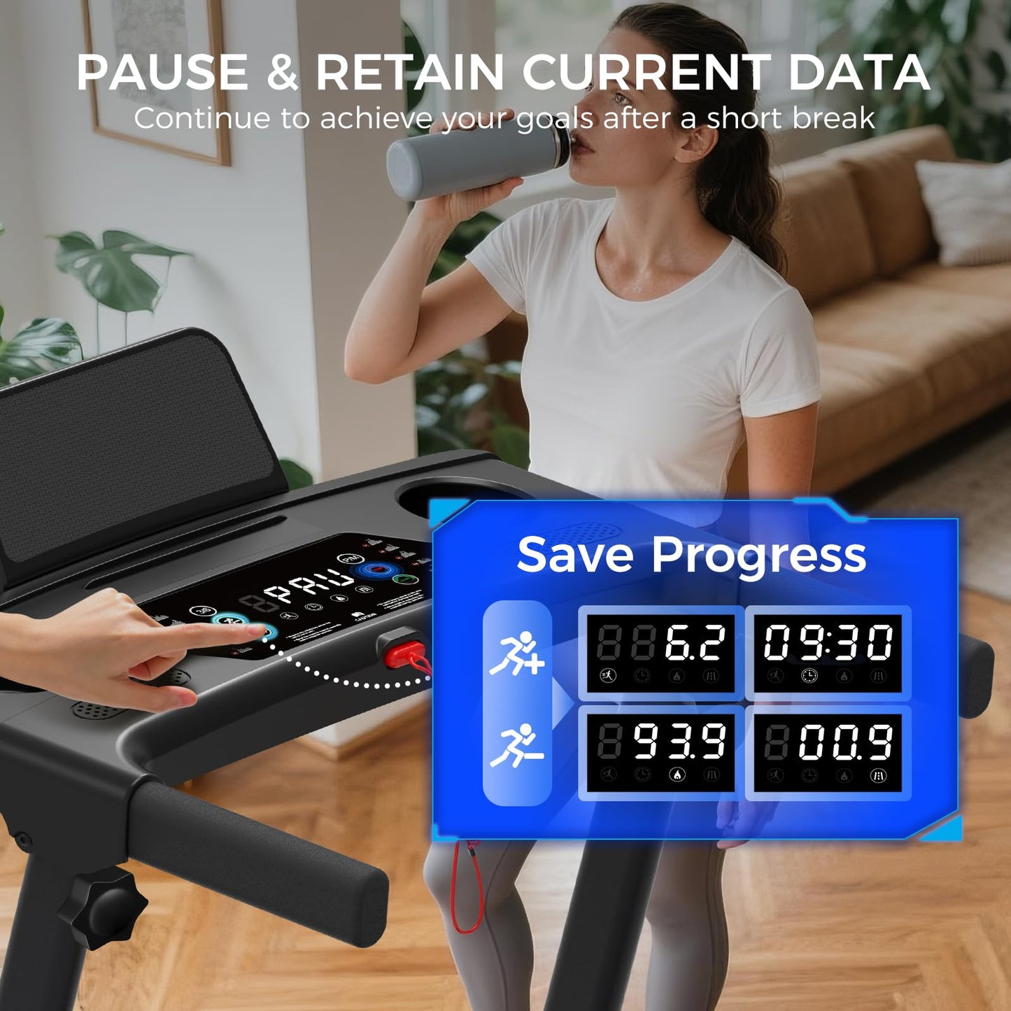 Treadmill with Incline 3-in-1 Portable Treadmills for Home Small, Incline Walking Pad Treadmill with Handle Bar, Walking Pad Foldable with 3.0HP Quiet Brushless, LED Dispay, 300LBS Capacity Black