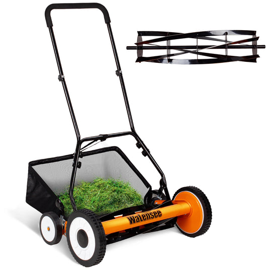 Walensee Manual Reel Lawn Mower with Grass Catcher, 20-Inch Cutting Width