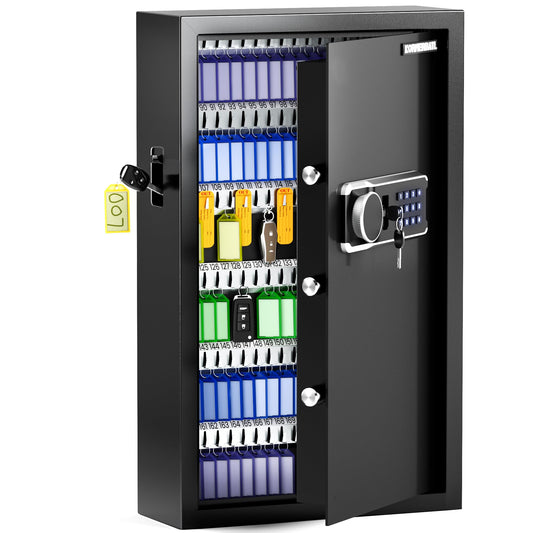 KornerBatl Heavy Duty 172 Position Key Lock Box with Code - Electronic Key Cabinet Wall Mount - Secure Key Safe with Anti-Theft Deposit Slot and Key Tags for Office, Home and Car