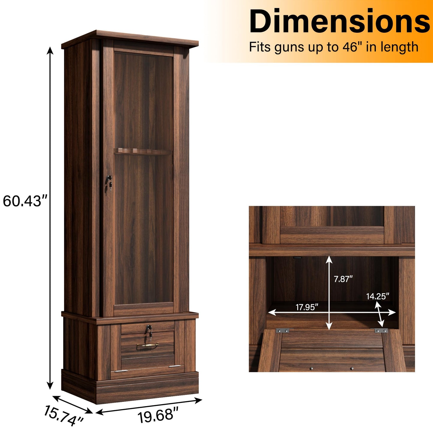 kepptory Gun Safe for 10 Long Rifles and Pistols, Gun Cabinet for Rifle with Mechanical Lock, Espresso Wood Gun Cabinet for Bedroom, Living Room, Easy Assembly