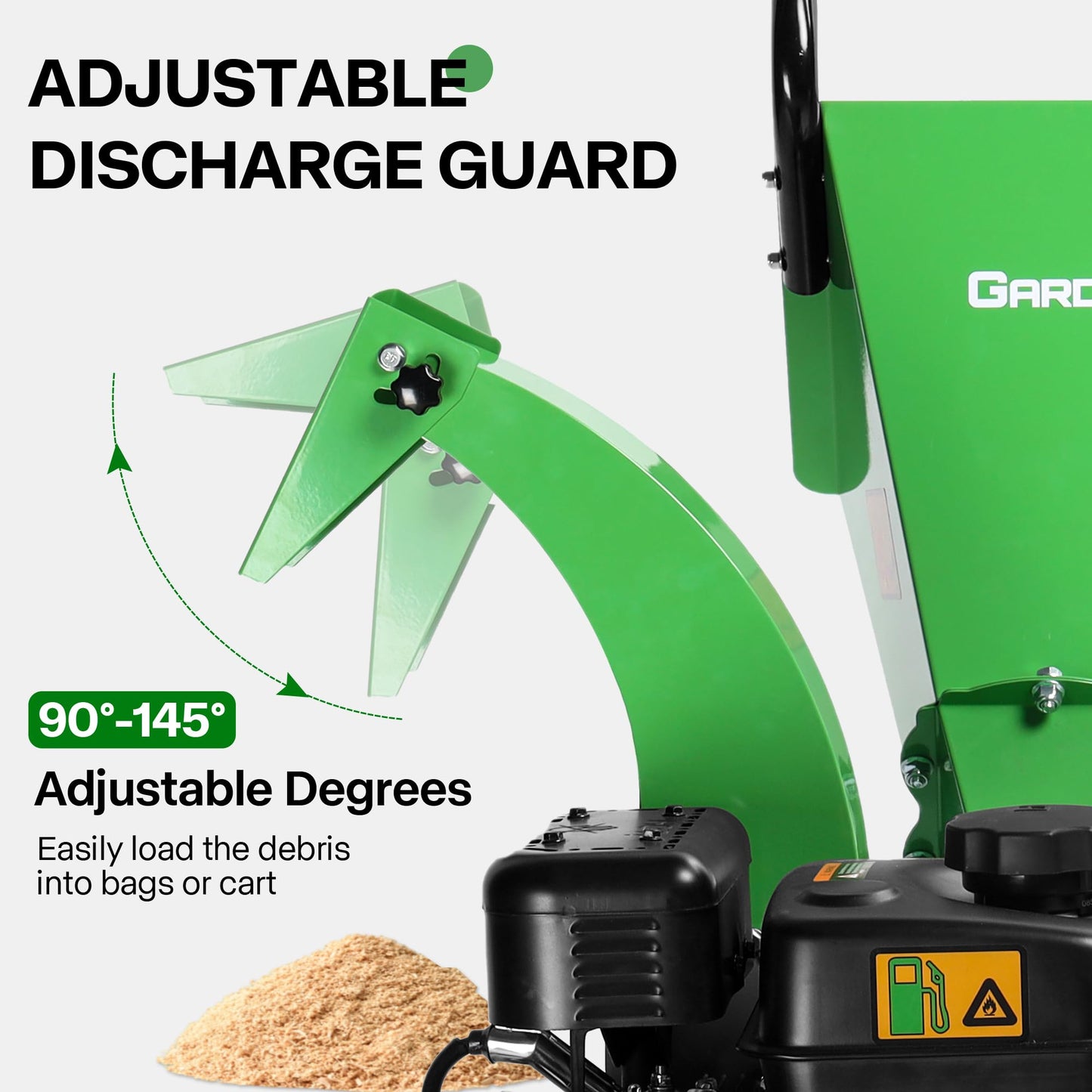 GARDENBEAUT S3 Wood Chipper Shredder, 7HP 212cc Gas Powered Heavy Duty, 3" Max Wood Diameter Capacity, 15: 1 Reduction Ratio, Easy Assembly, 1-Year Warranty After Product Registration