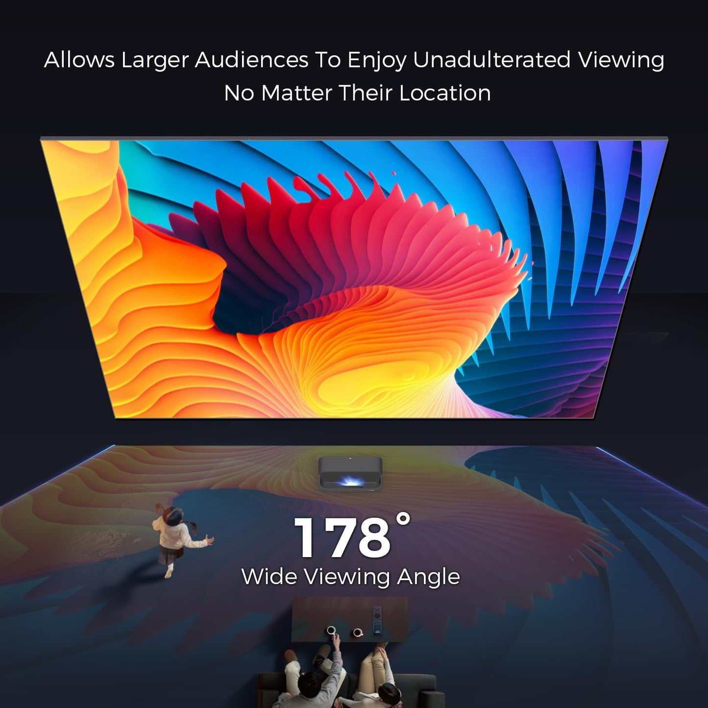 120inch Ambient Light Rejecting ALR Projector Screen for Home Theater, 16:9 4K/8K Ultra Edge Free Fixed Frame Ceiling Light Rejecting Screen for Ultra-Short Throw Projector & Laser Projector